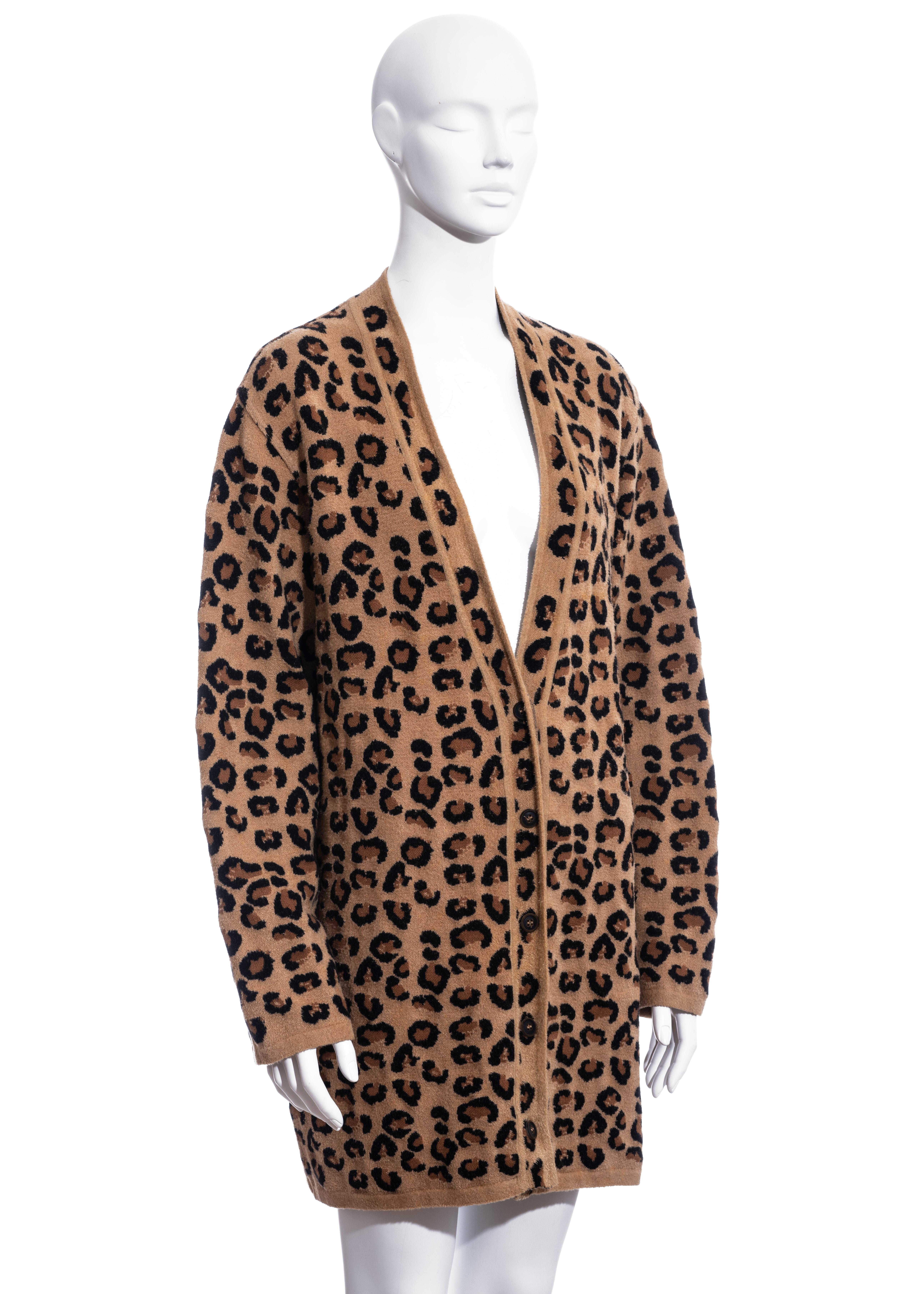 Azzedine Alaia leopard print knit jersey cardigan, fw 1991 In Good Condition In London, GB