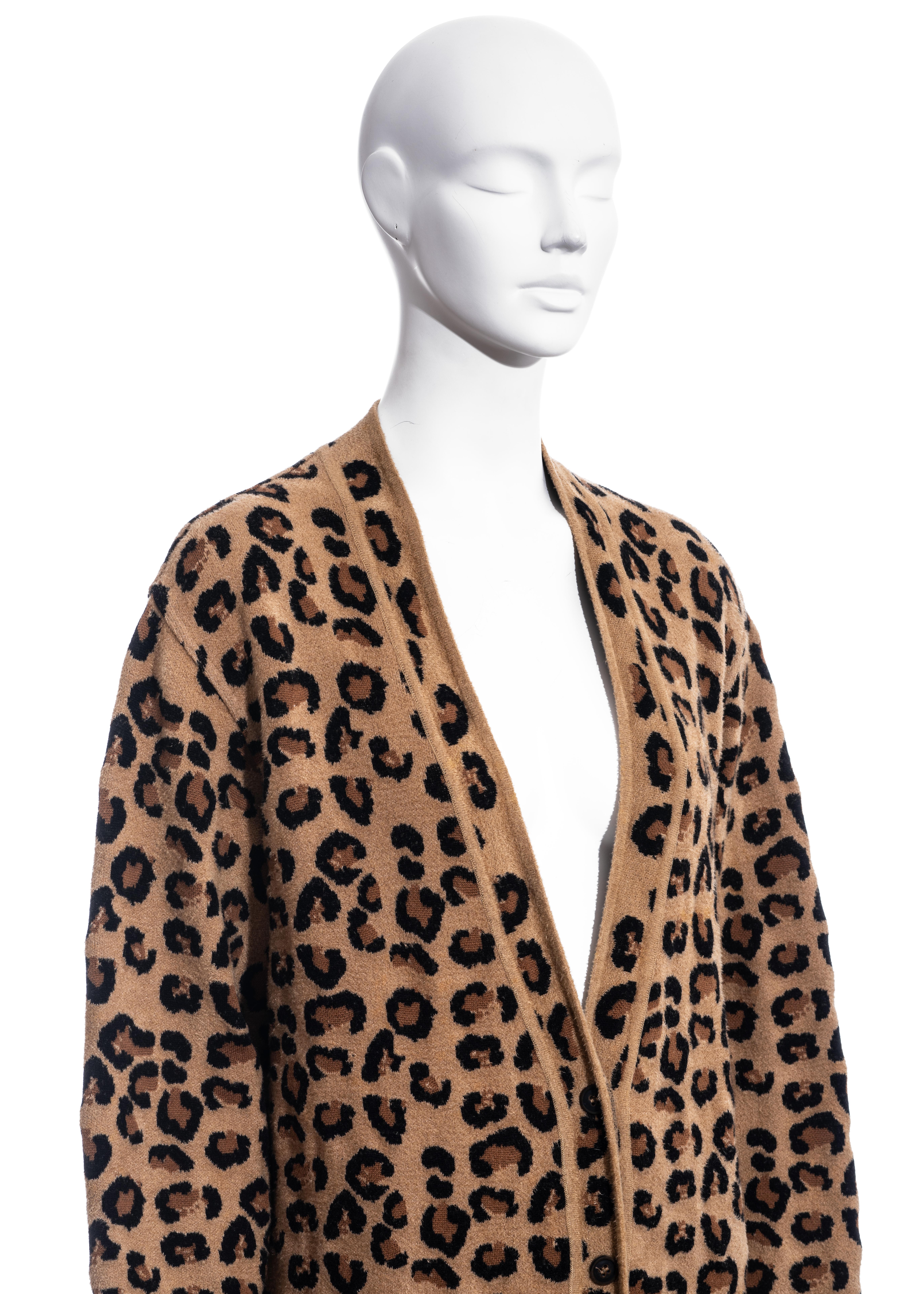 Women's Azzedine Alaia leopard print knit jersey cardigan, fw 1991