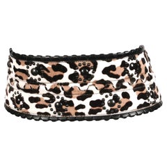 AZZEDINE ALAIA leopard printed corset belt with black leather trim & studs