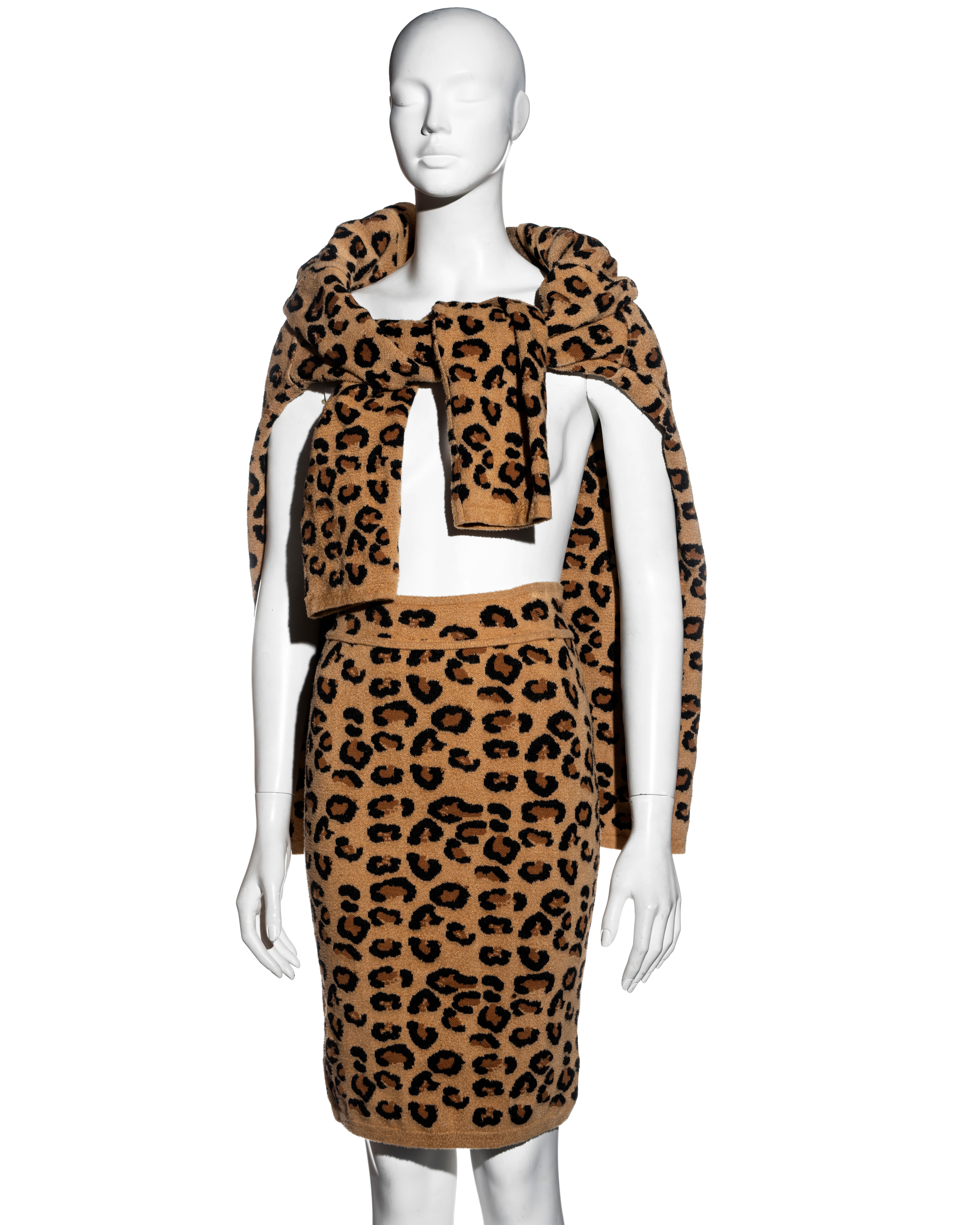 Ensemble robe, cardigan, jupe et leggings en laine léopard Azzedine Alaia, A/H 1991 en vente 7