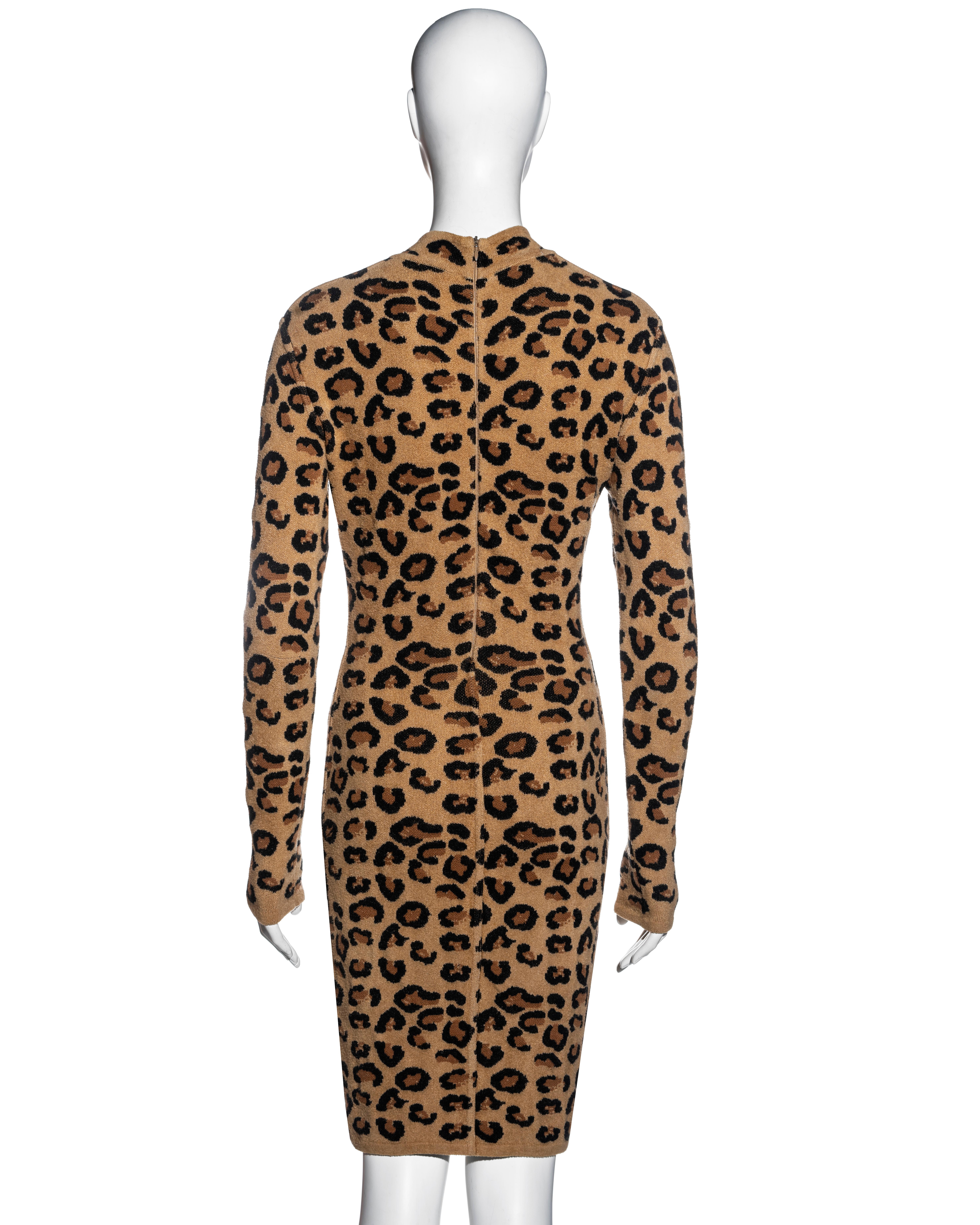 Ensemble robe, cardigan, jupe et leggings en laine léopard Azzedine Alaia, A/H 1991 en vente 11