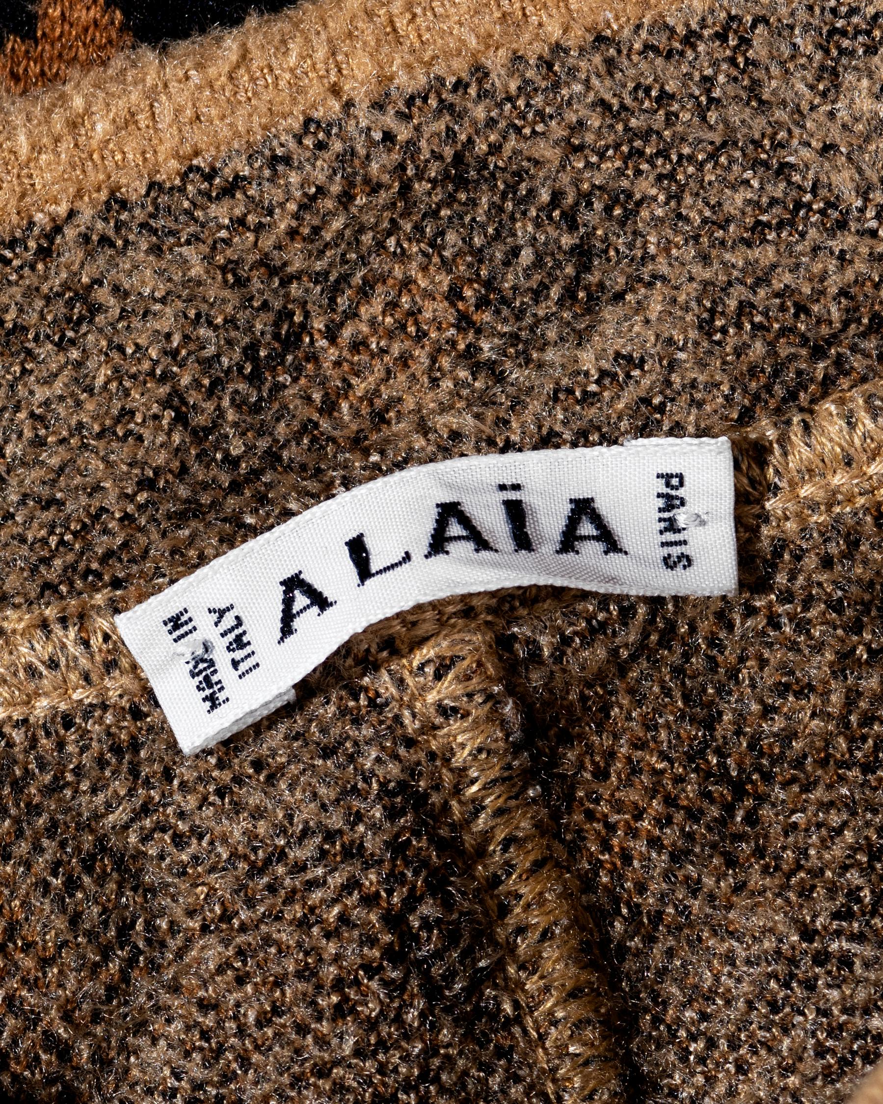 Azzedine Alaia Leopardenkleid aus Wolle, Strickjacke, Rock und Leggings, fw 1991 im Angebot 12