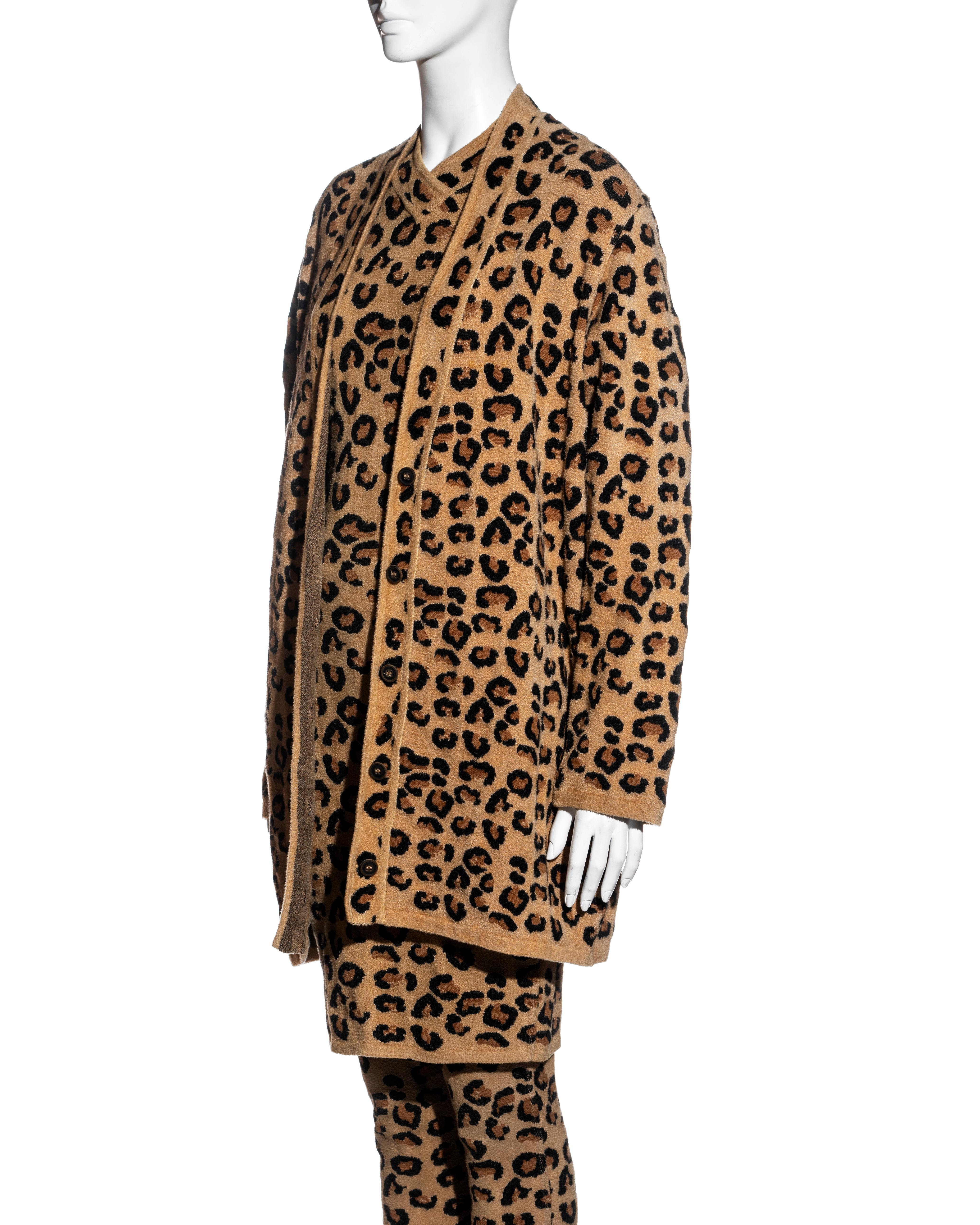 Azzedine Alaia Leopardenkleid aus Wolle, Strickjacke, Rock und Leggings, fw 1991 im Angebot 3