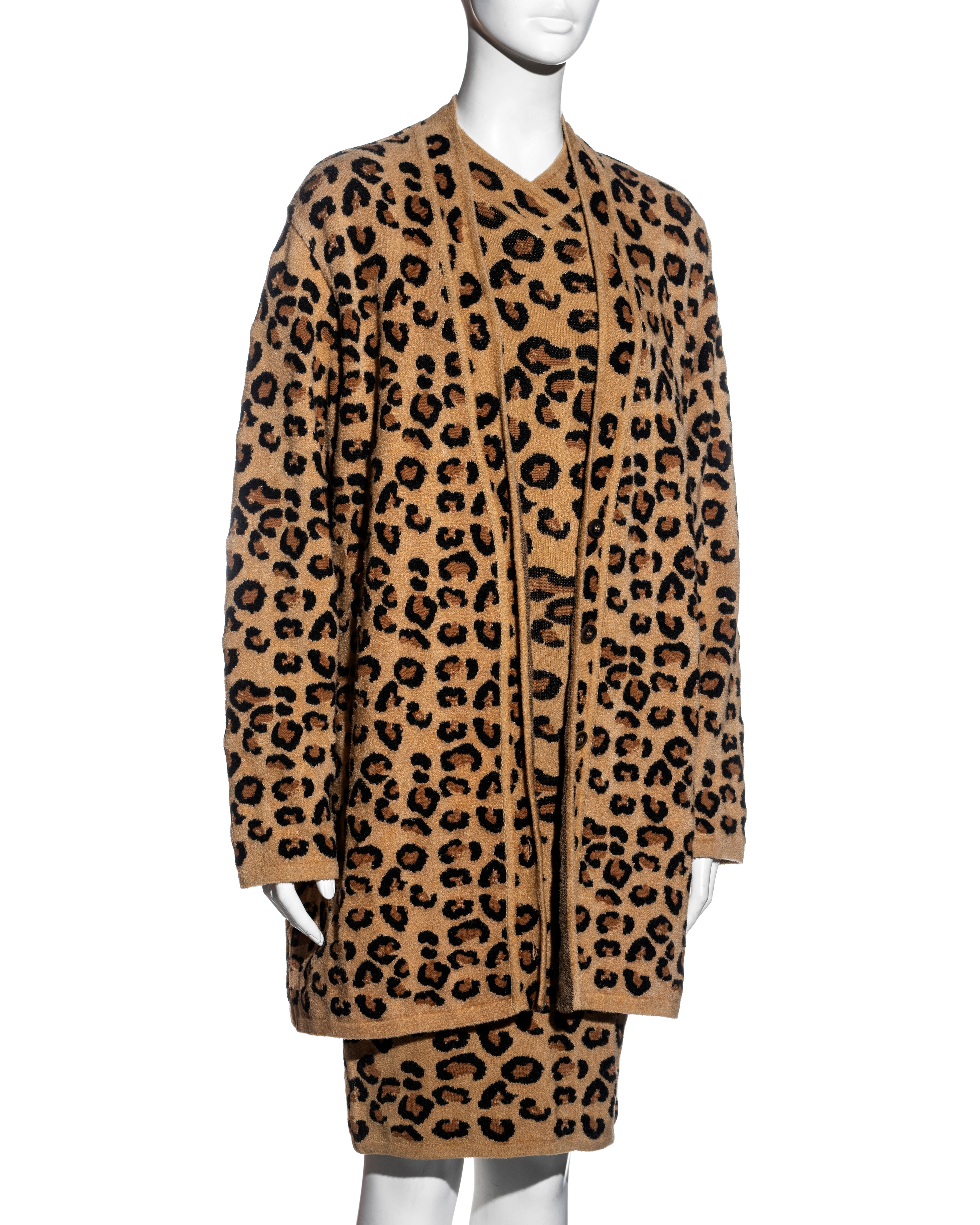 Ensemble robe, cardigan, jupe et leggings en laine léopard Azzedine Alaia, A/H 1991 en vente 4