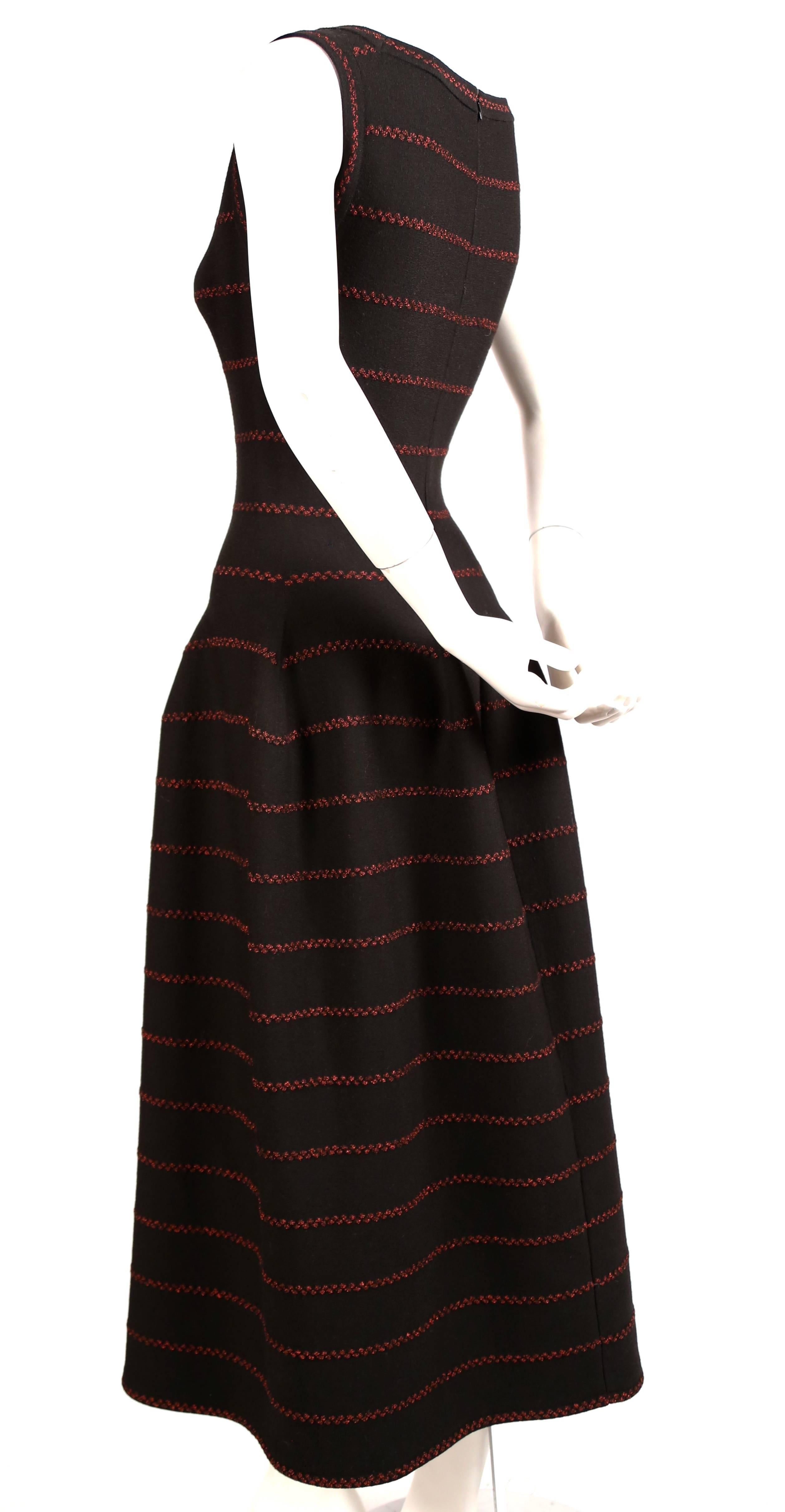 Azzedine Alaia long black knit dress with red lurex detail In Excellent Condition In San Fransisco, CA
