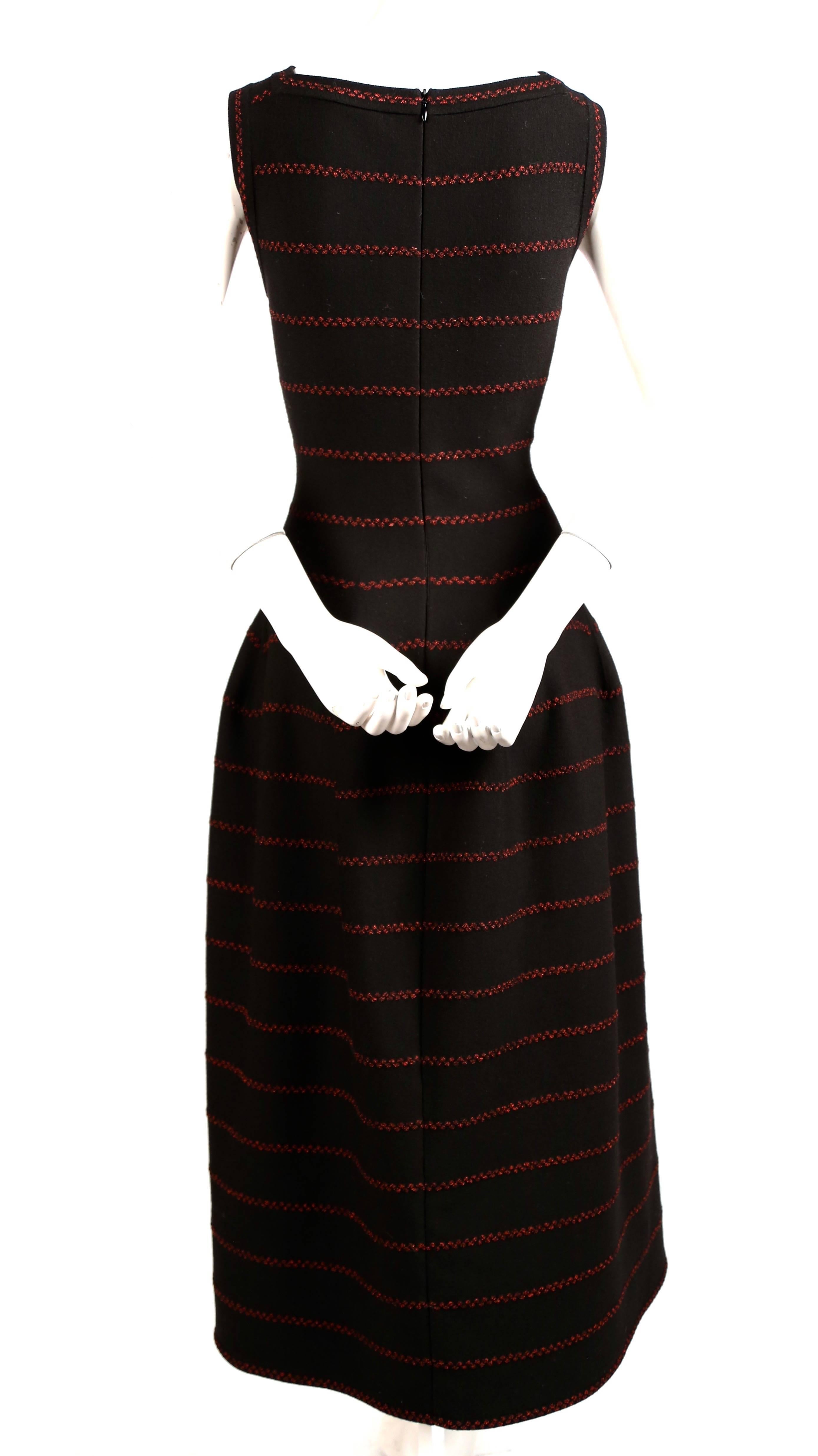 Azzedine Alaia long black knit dress with red lurex detail 2