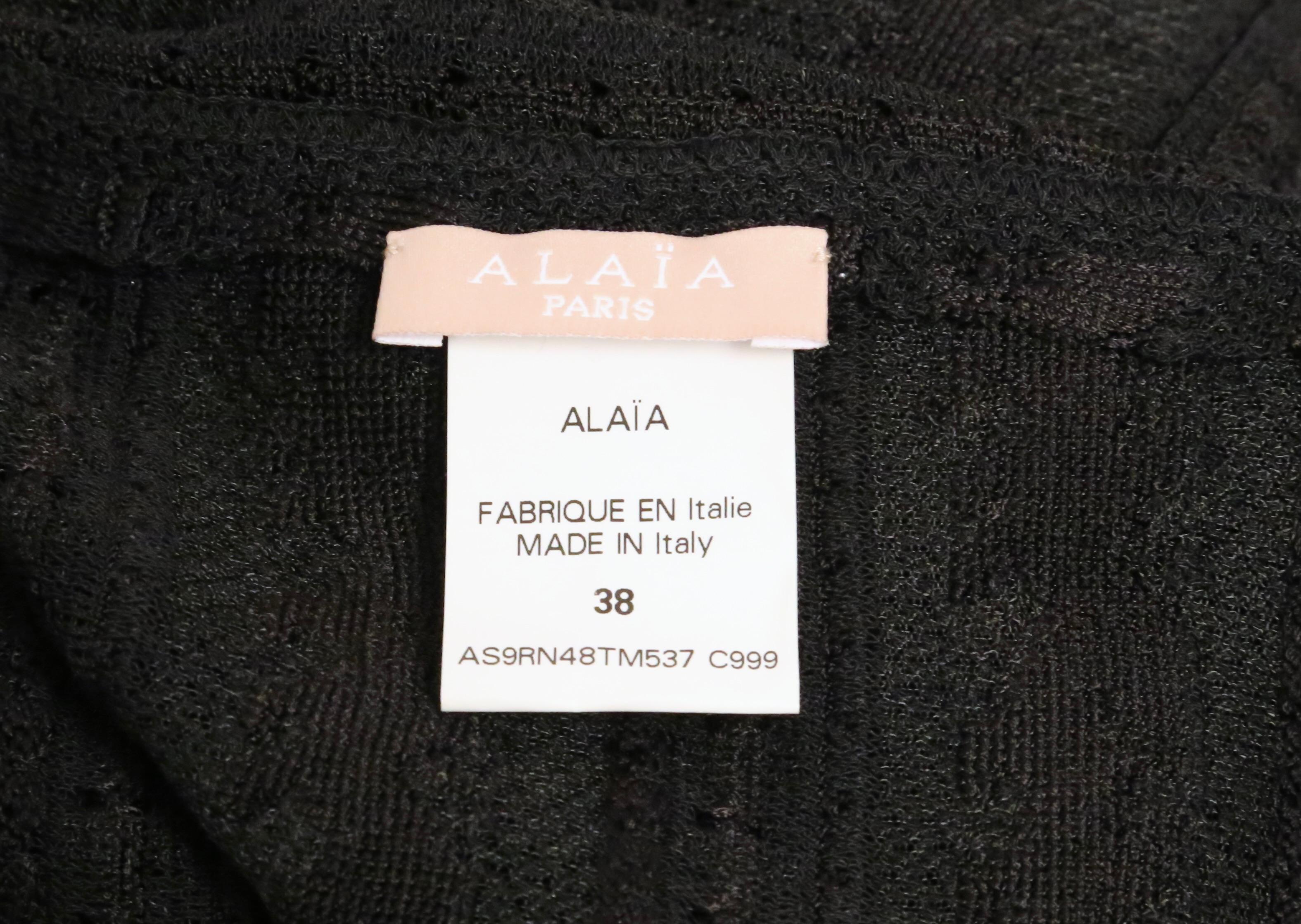 Azzedine Alaia long black lace knit dress 1
