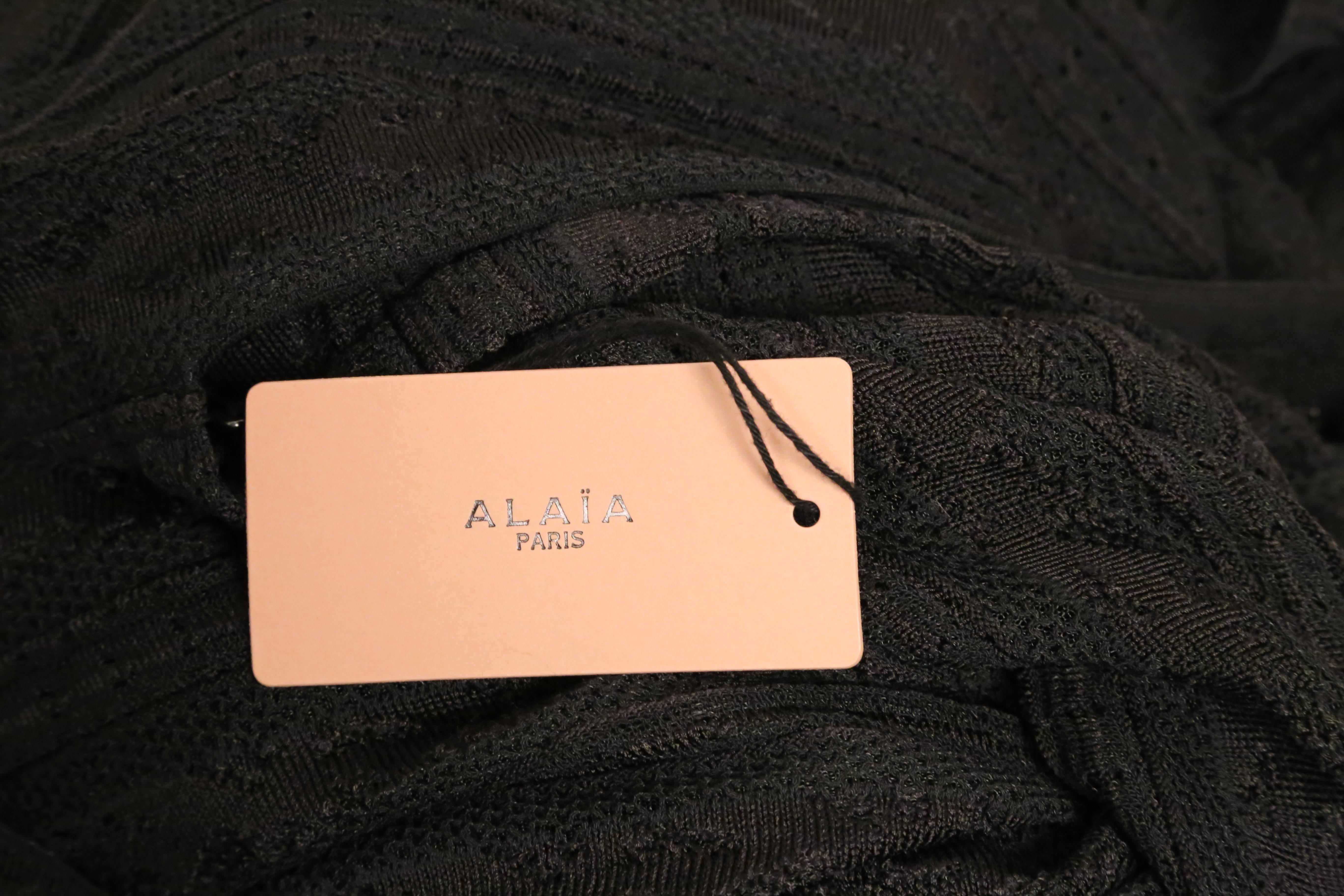 Azzedine Alaia long black lace knit dress  4