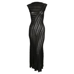 Azzedine Alaia long black lace knit dress