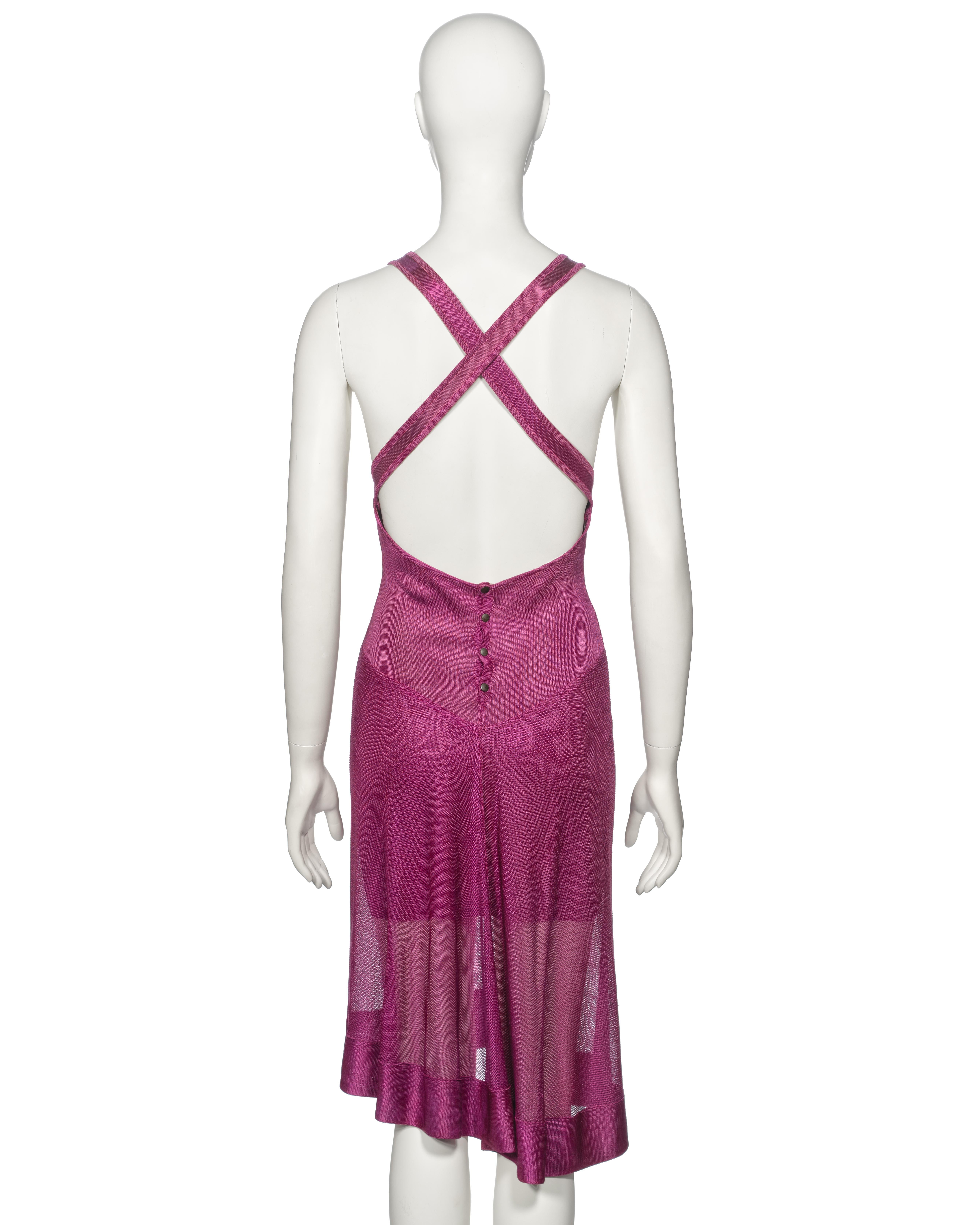 Azzedine Alaia Magenta Acetate Knit Cocktail Dress, ss 1986 For Sale 6