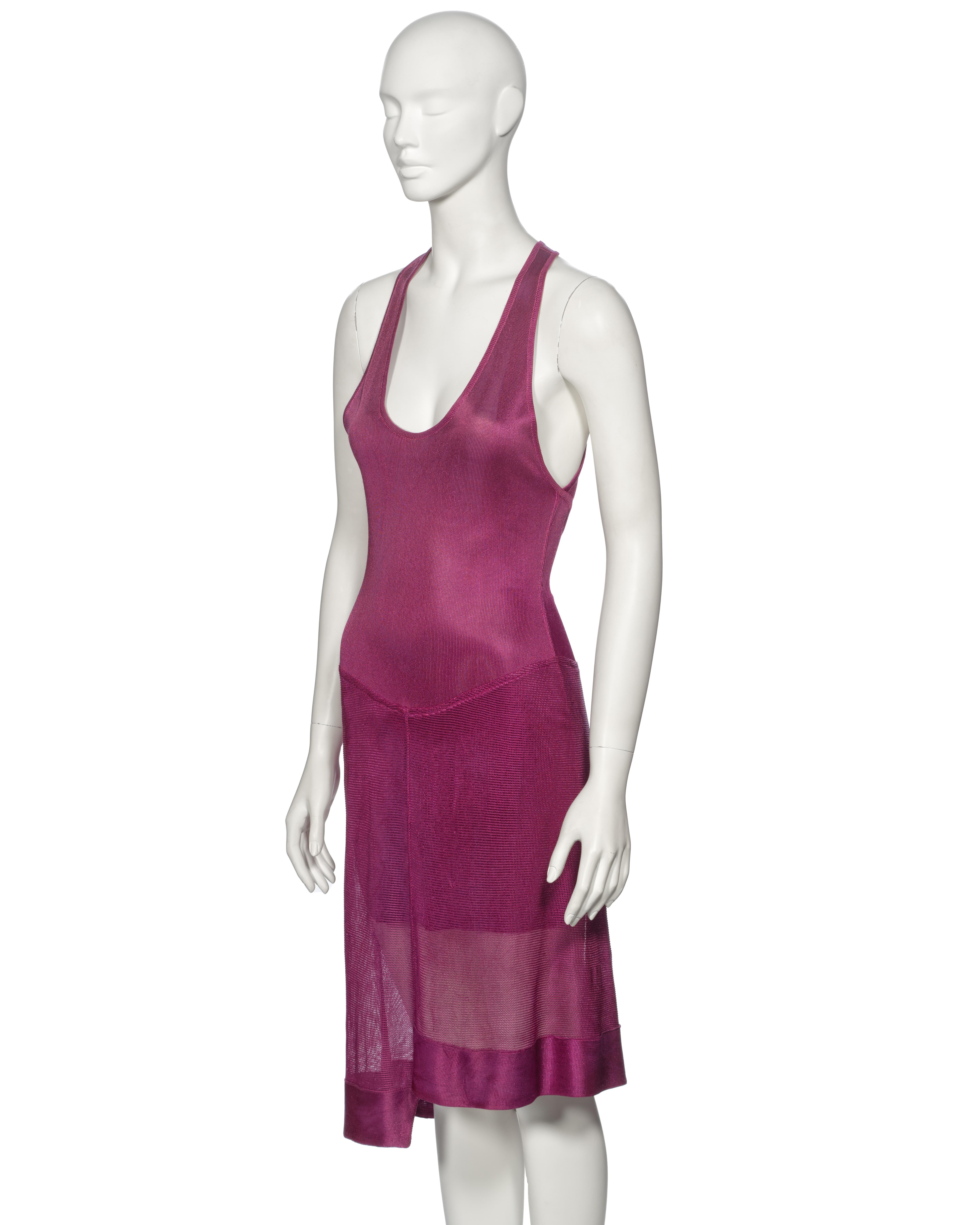 Azzedine Alaia Magenta Acetate Knit Cocktail Dress, ss 1986 For Sale 4