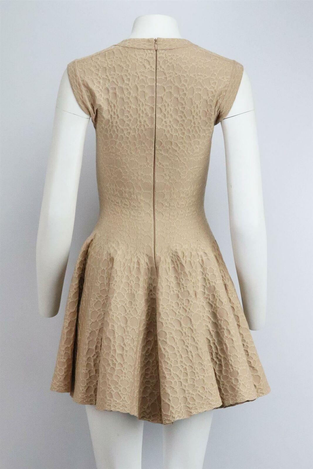 Beige Azzedine Alaïa Metallic Jacquard Knit Mini Dress