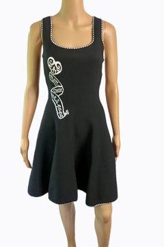 Azzedine Alaia "MON COEUR EST À PAPA" Black Fit and Flare Dress