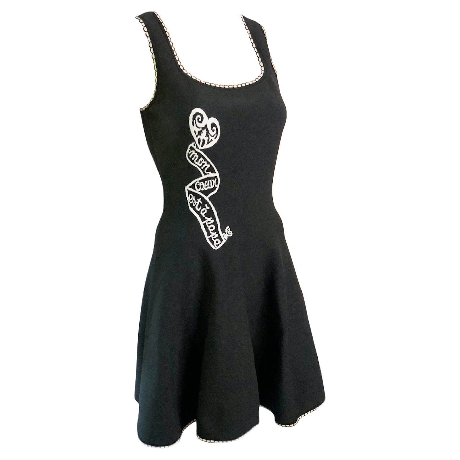 Azzedine Alaia - "MON COEUR EST À PAPA" - Robe évasée noire en vente