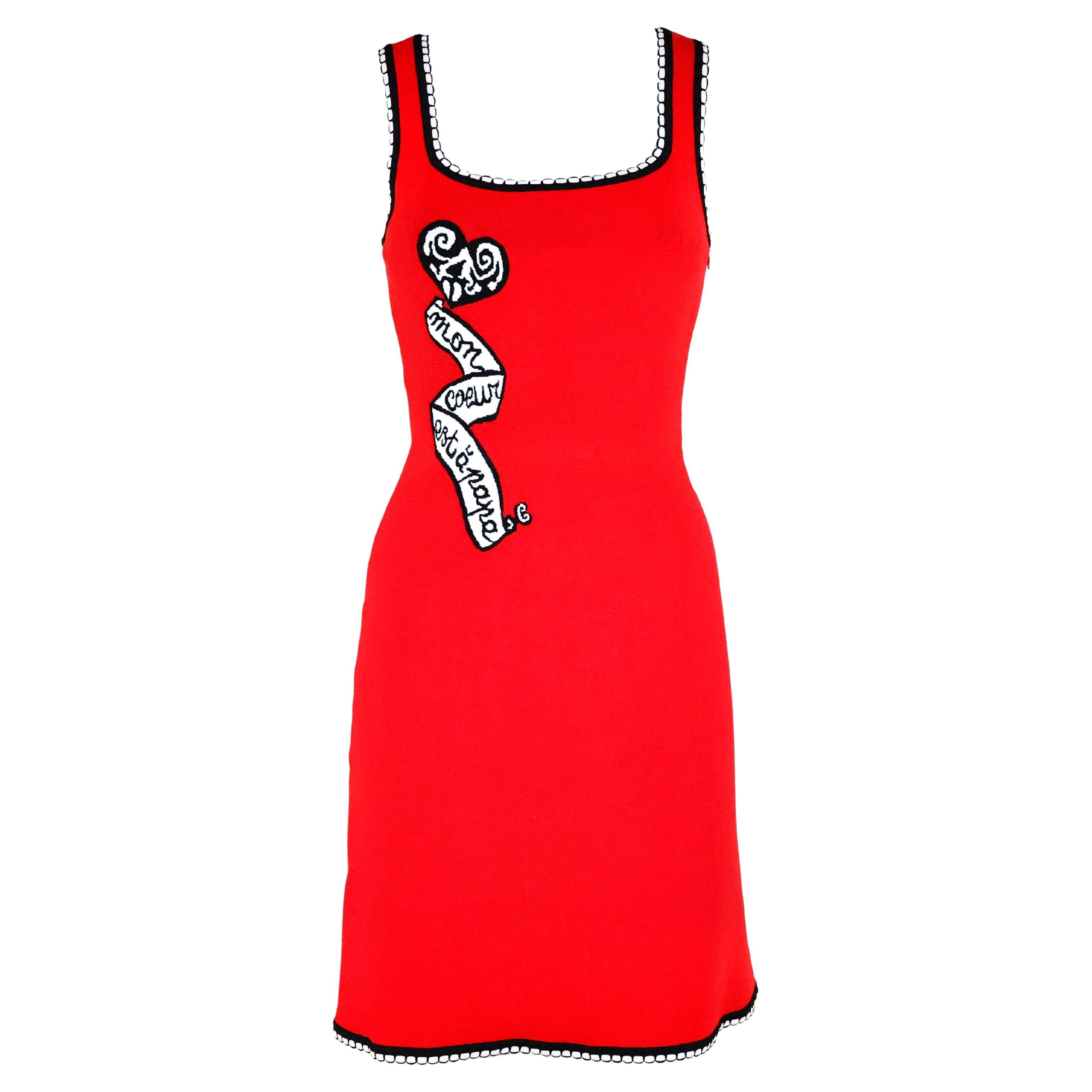 Azzedine Alaia "Mon Coeur est A Papa" Red Dress For Sale
