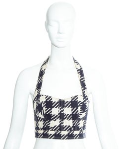 Azzedine Alaia navy blue houndstooth 'Tati' corset, ss 1991