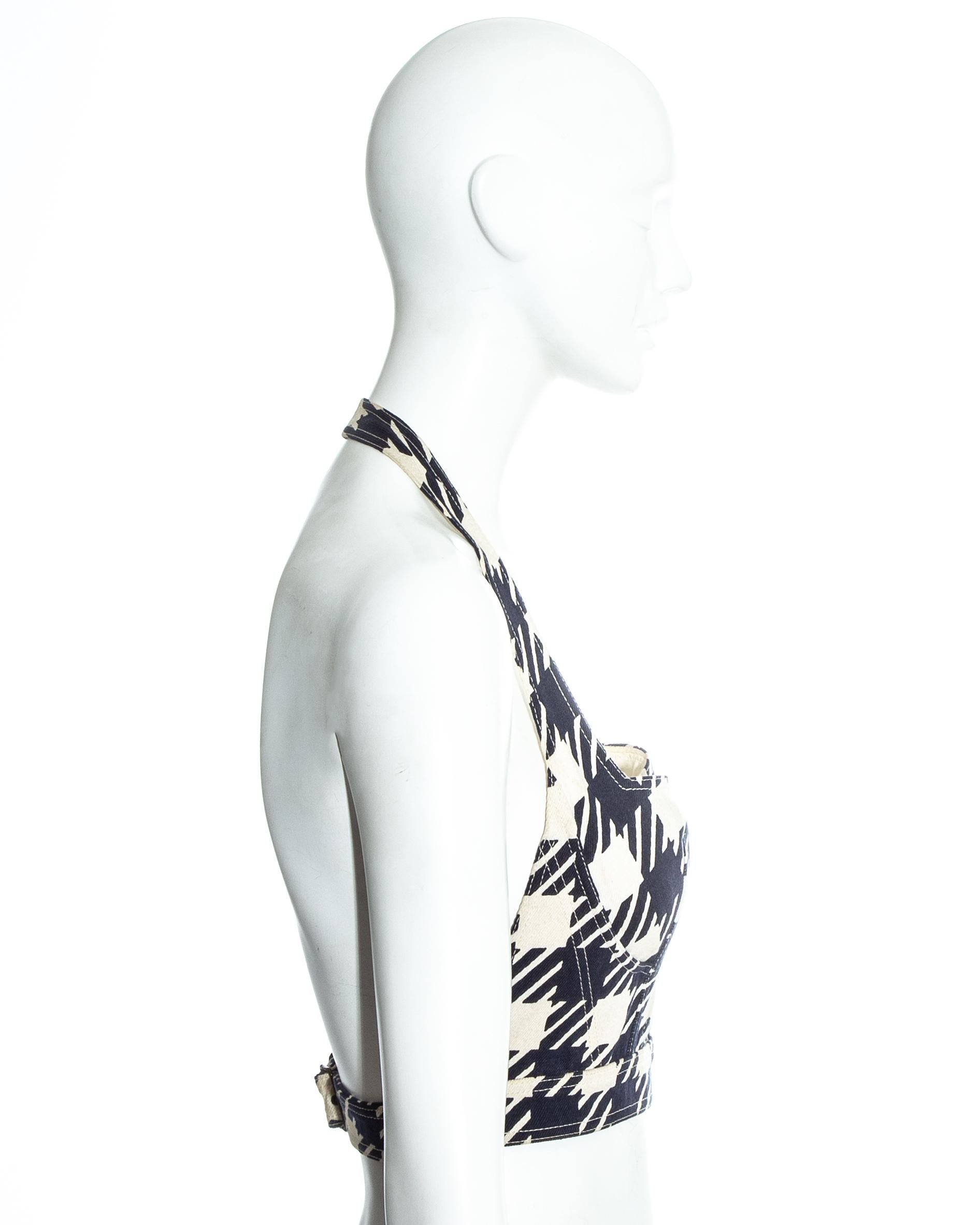 Azzedine Alaia navy blue houndstooth 'Tati' corset, ss 1991 In Good Condition For Sale In London, GB