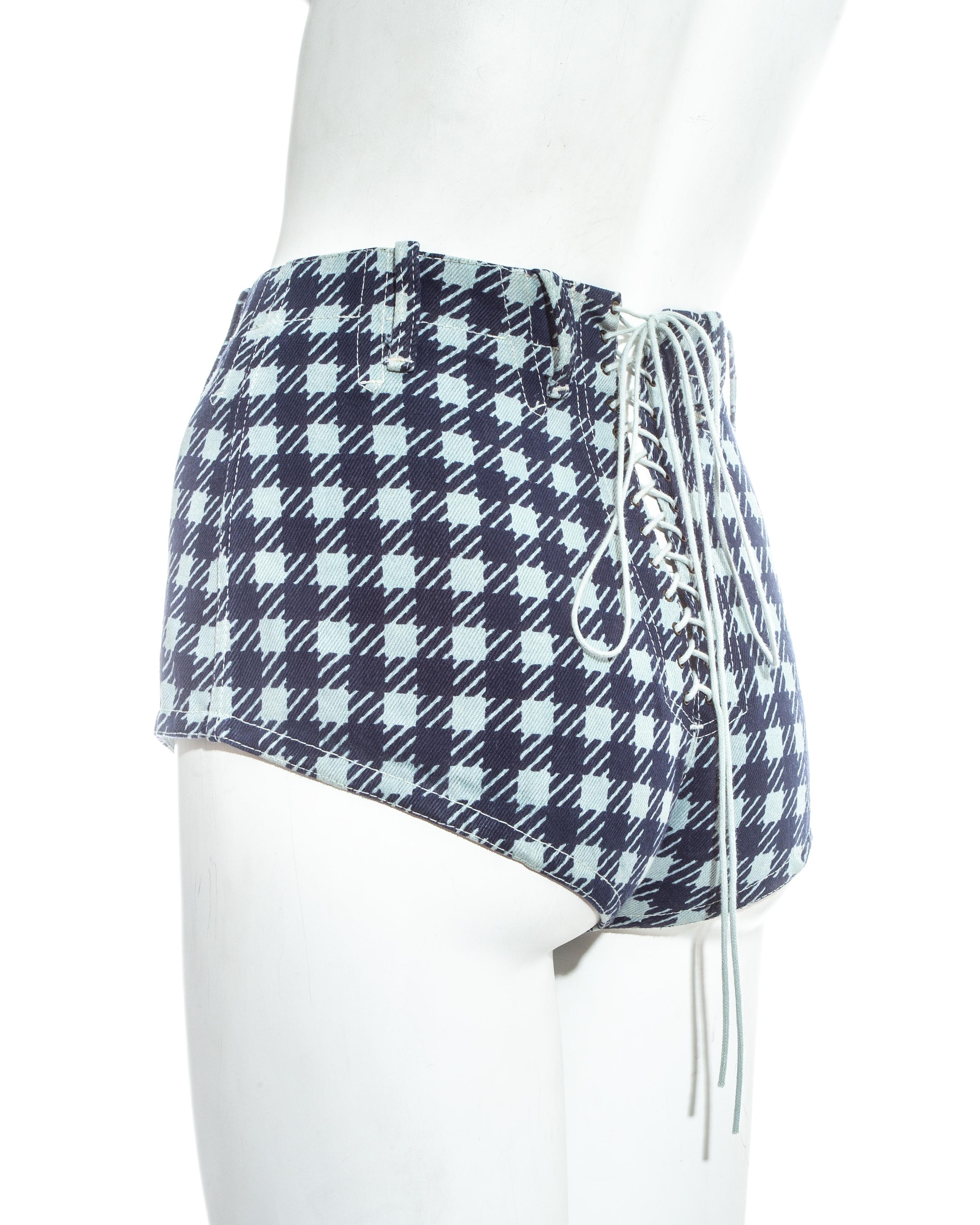 Azzedine Alaia navy blue houndstooth 'Tati' mini shorts, ss 1991 In Good Condition In London, GB