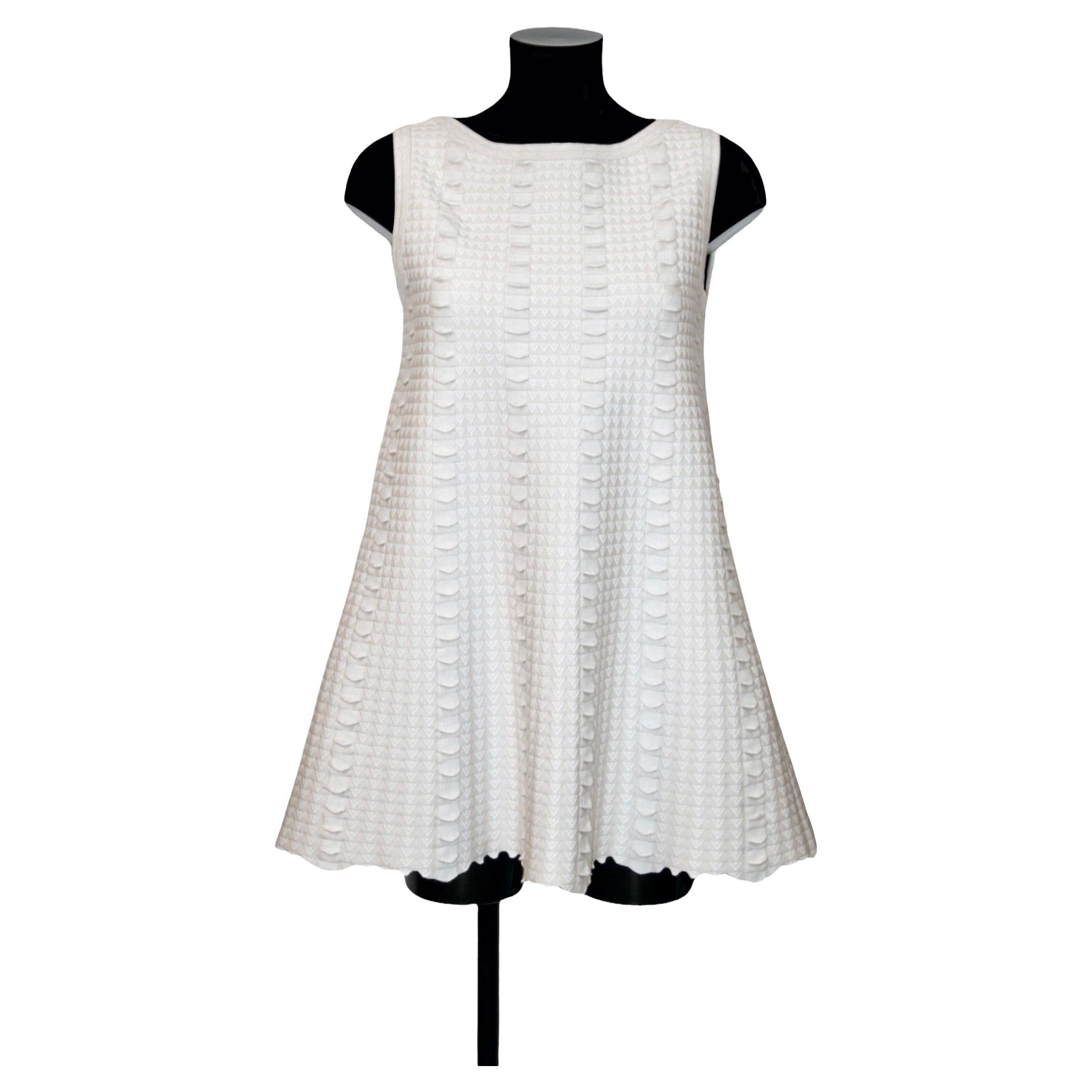 Azzedine Alaïa Off-White and Beige Mini Sleeveless Dress