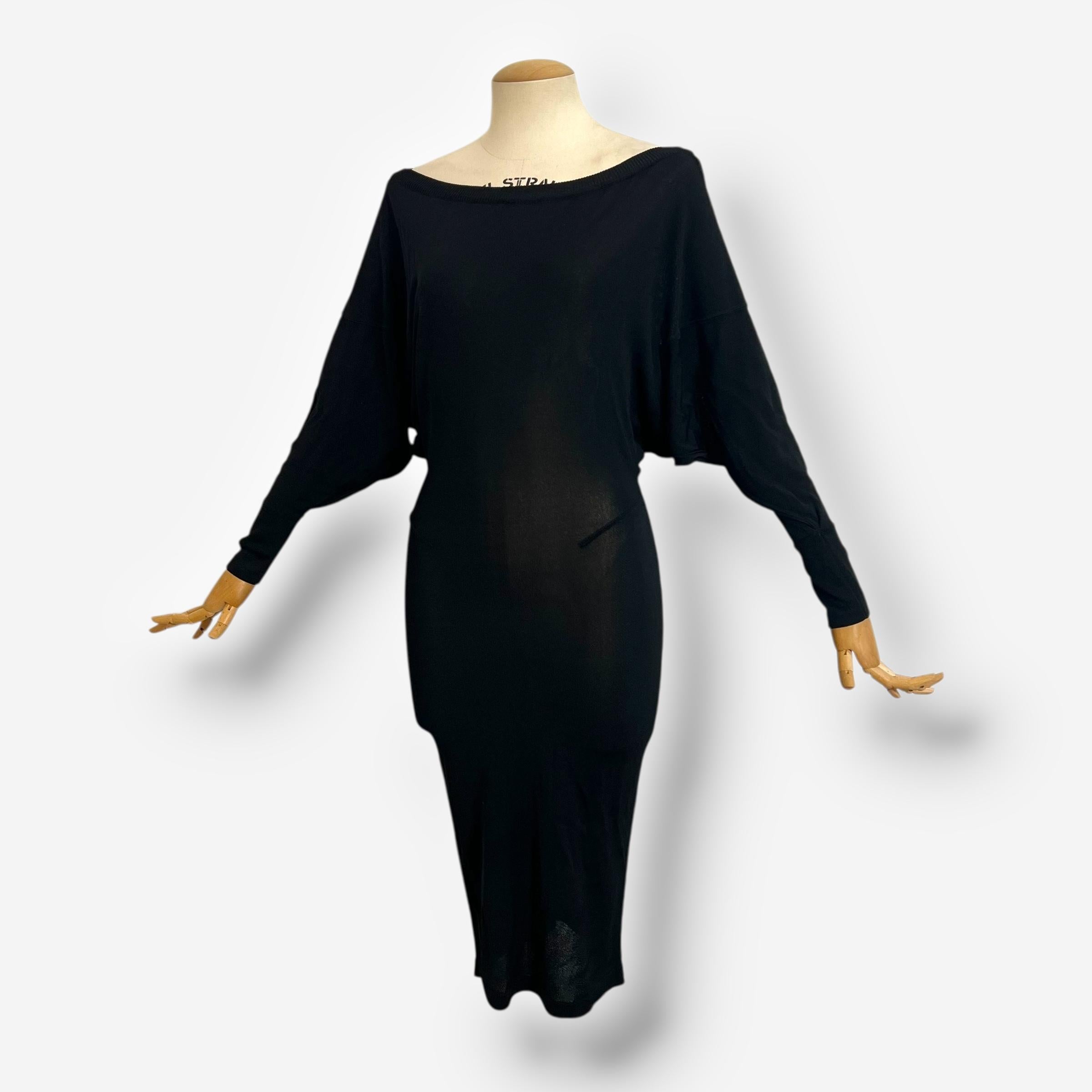 De las mujeres Azzedine Alaïa, vestido midi de punto negro con espalda abierta, años 90 en venta