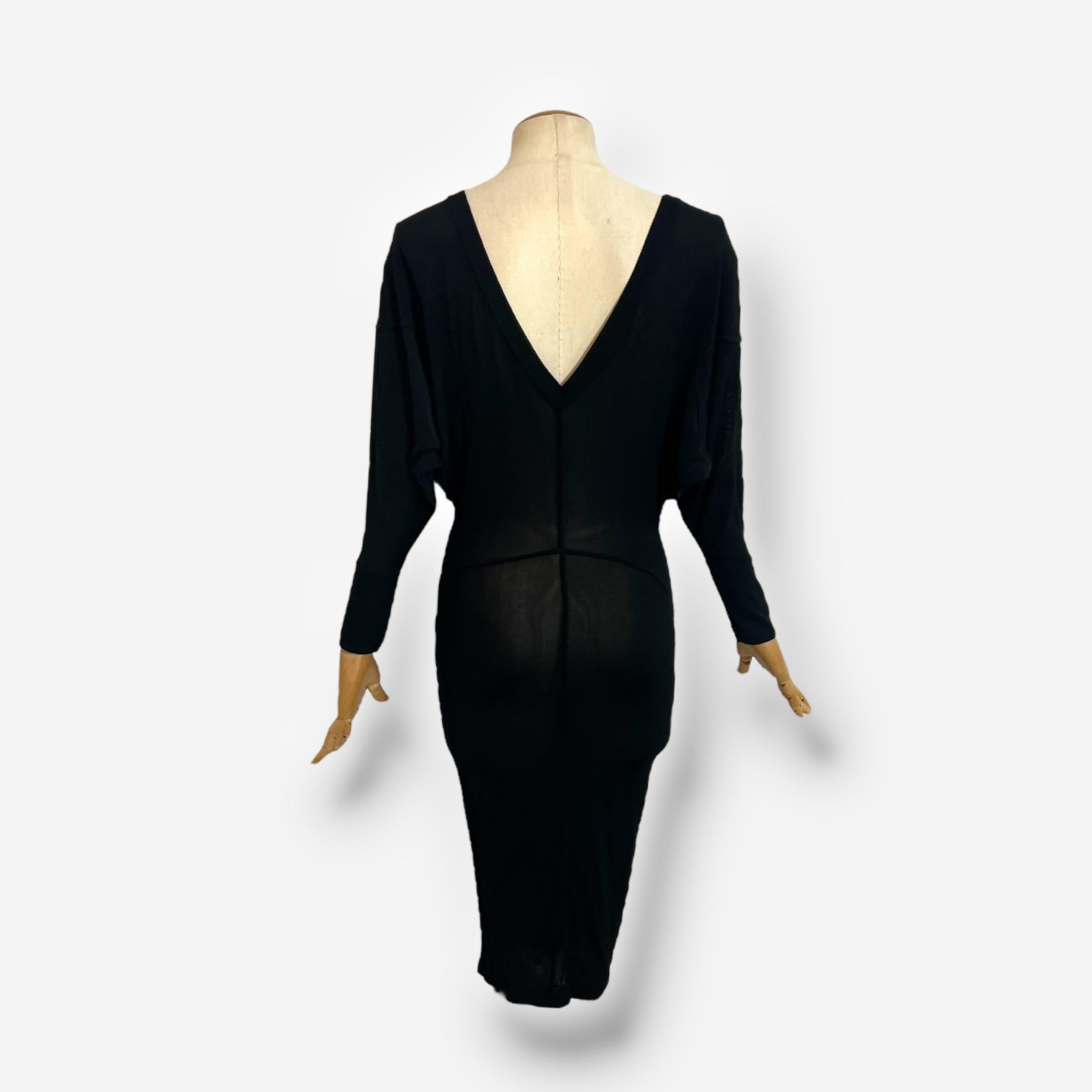 Azzedine Alaïa, vestido midi de punto negro con espalda abierta, años 90 en venta 1
