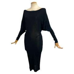 Azzedine Alaïa, Midikleid aus schwarzem Strick mit offenem Rücken, 1990er Jahre