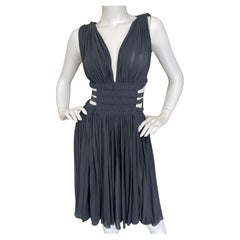 Azzedine Alaia Original Vintage 2002 plissiertes Göttinkleid mit seitlichen Trägern