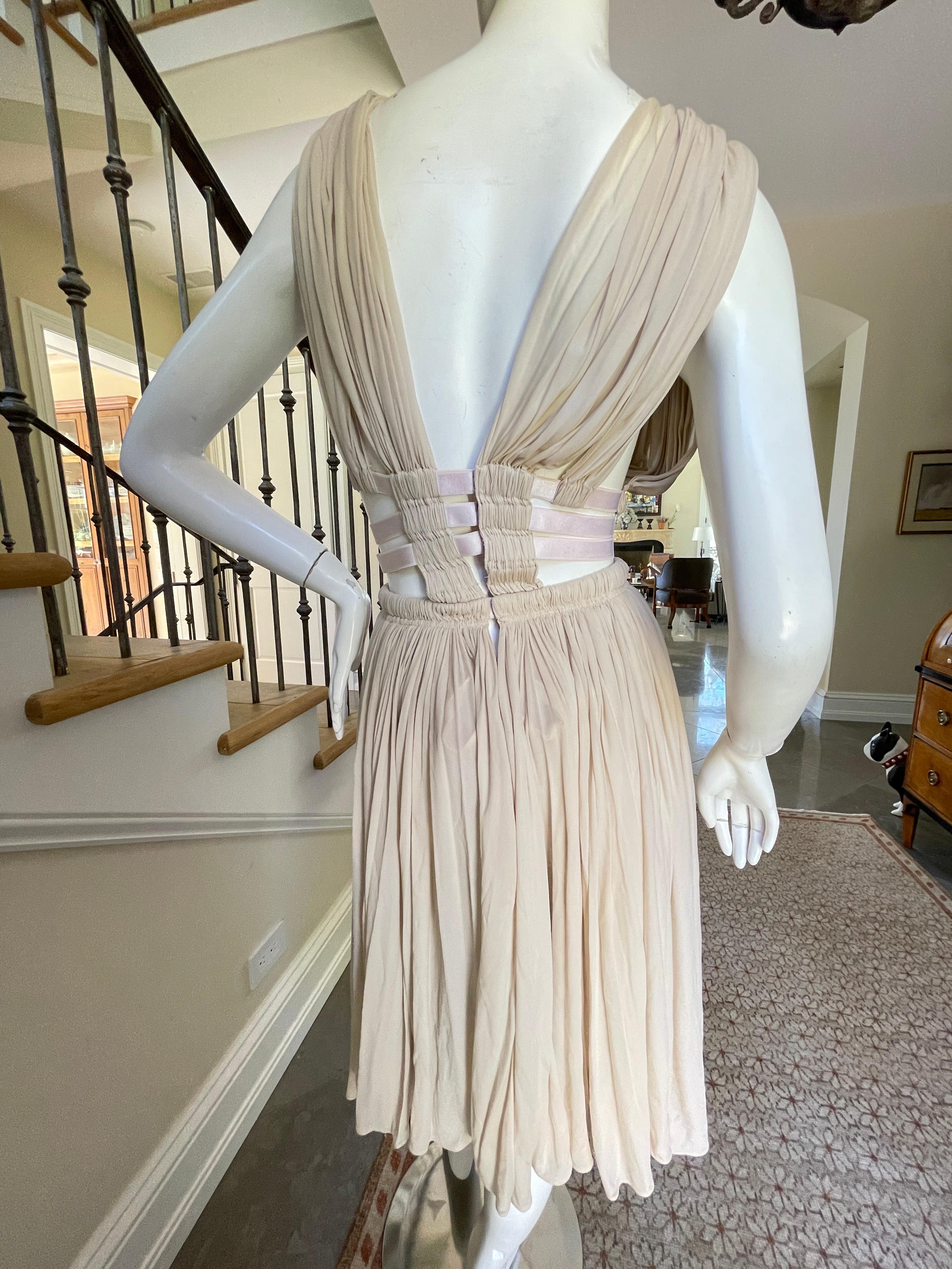 Women's Azzedine Alaia Original Vintage 2004 Pleated Goddess Dress with Side Straps 38 For Sale