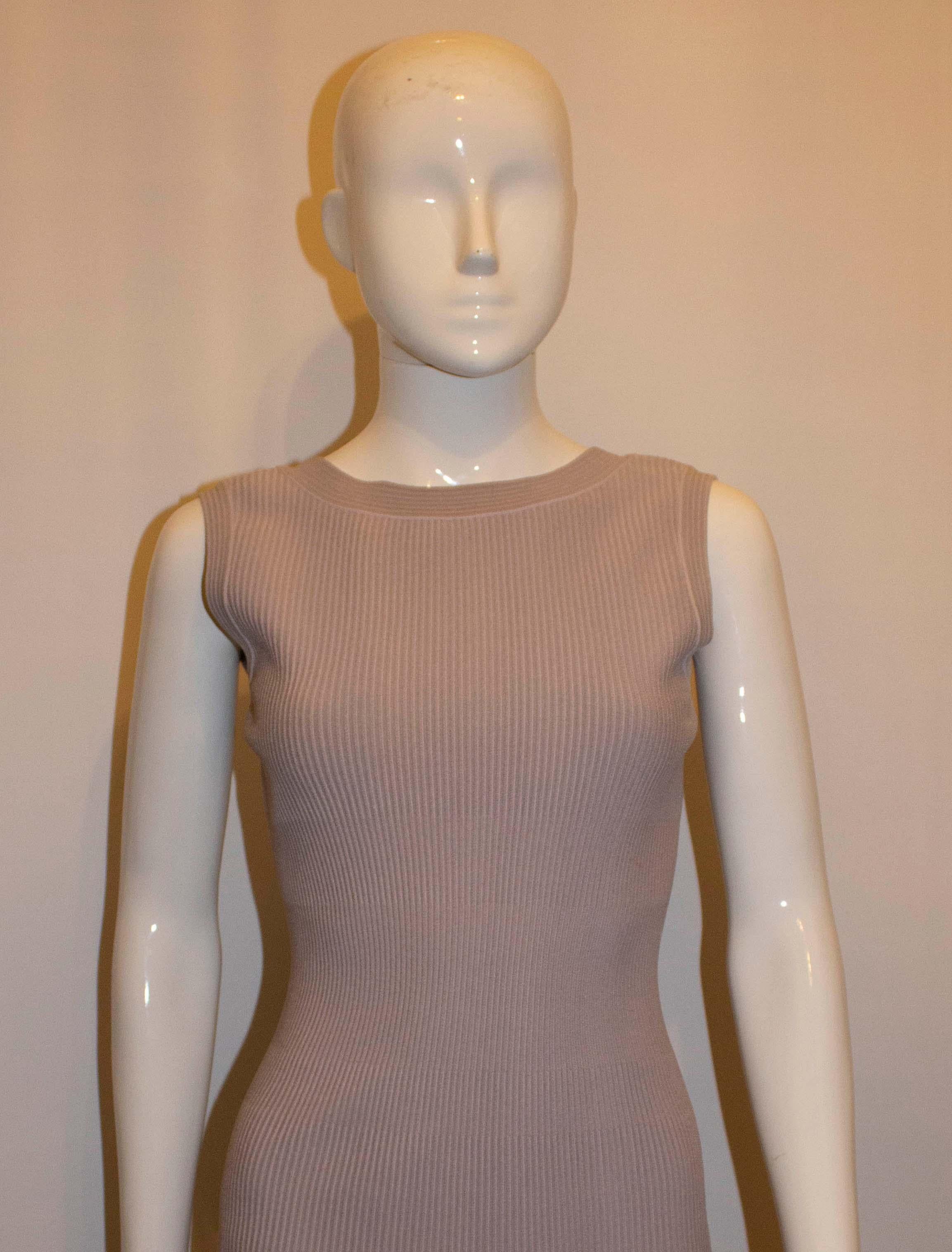 Azzedine Alaia Paris, Dove Grey Drop Waist Dress In Good Condition For Sale In London, GB