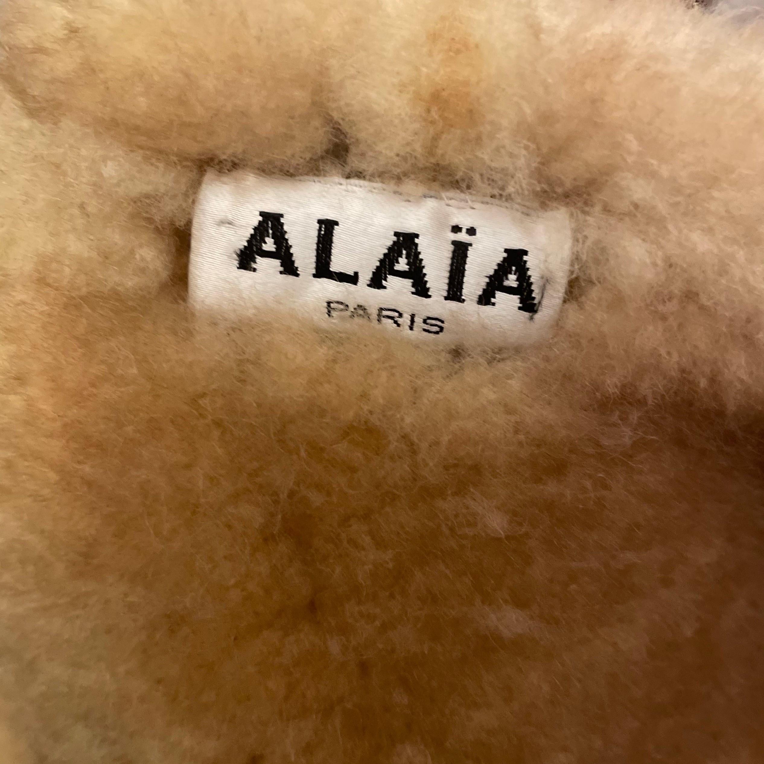 Brown Azzedine Alaia Pattern Shearling Leather Jacket