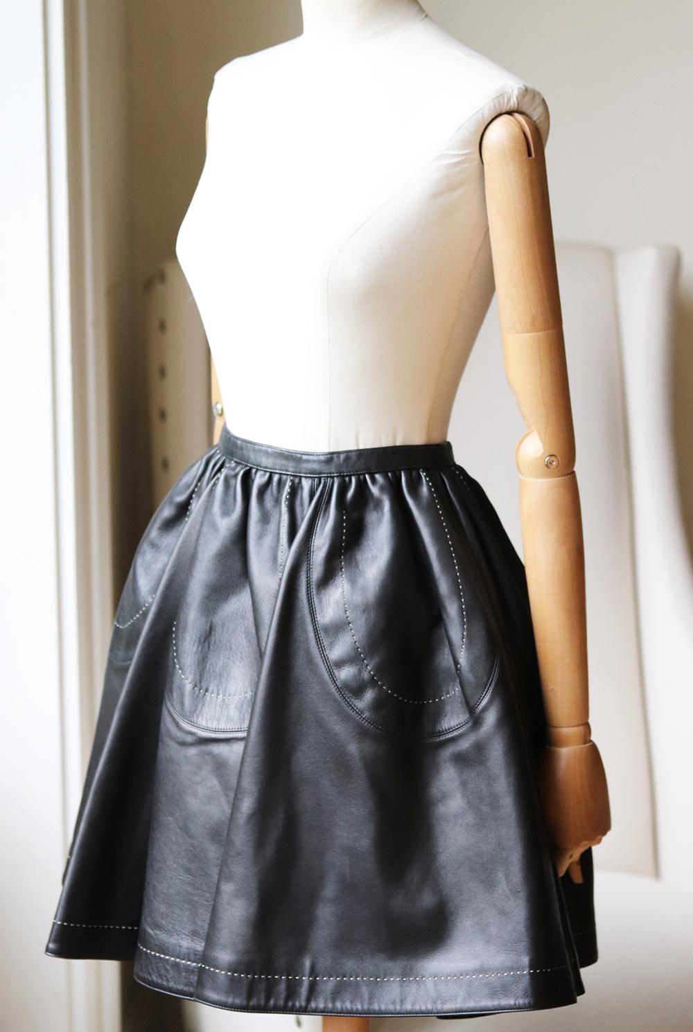alaia leather skirt