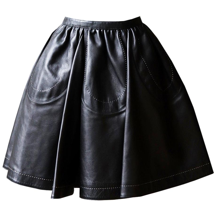 Azzedine Alaïa Pleated Leather Skirt 