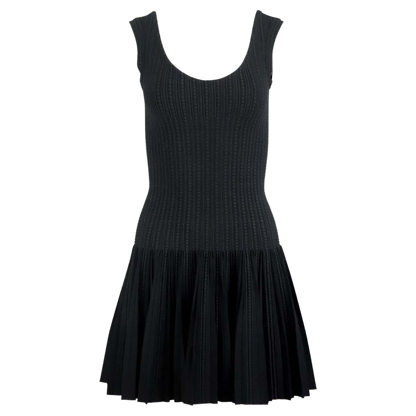 Azzedine Alaïa Pleated Stretch Knit Mini Dress FR 36 UK 8