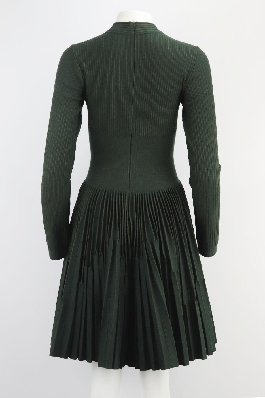 Azzedine Alaïa Pleated Wool Blend Jacquard Mini Dress Fr 42 Uk 14