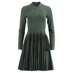 Azzedine Alaïa Pleated Wool Blend Jacquard Mini Dress Fr 42 Uk 14