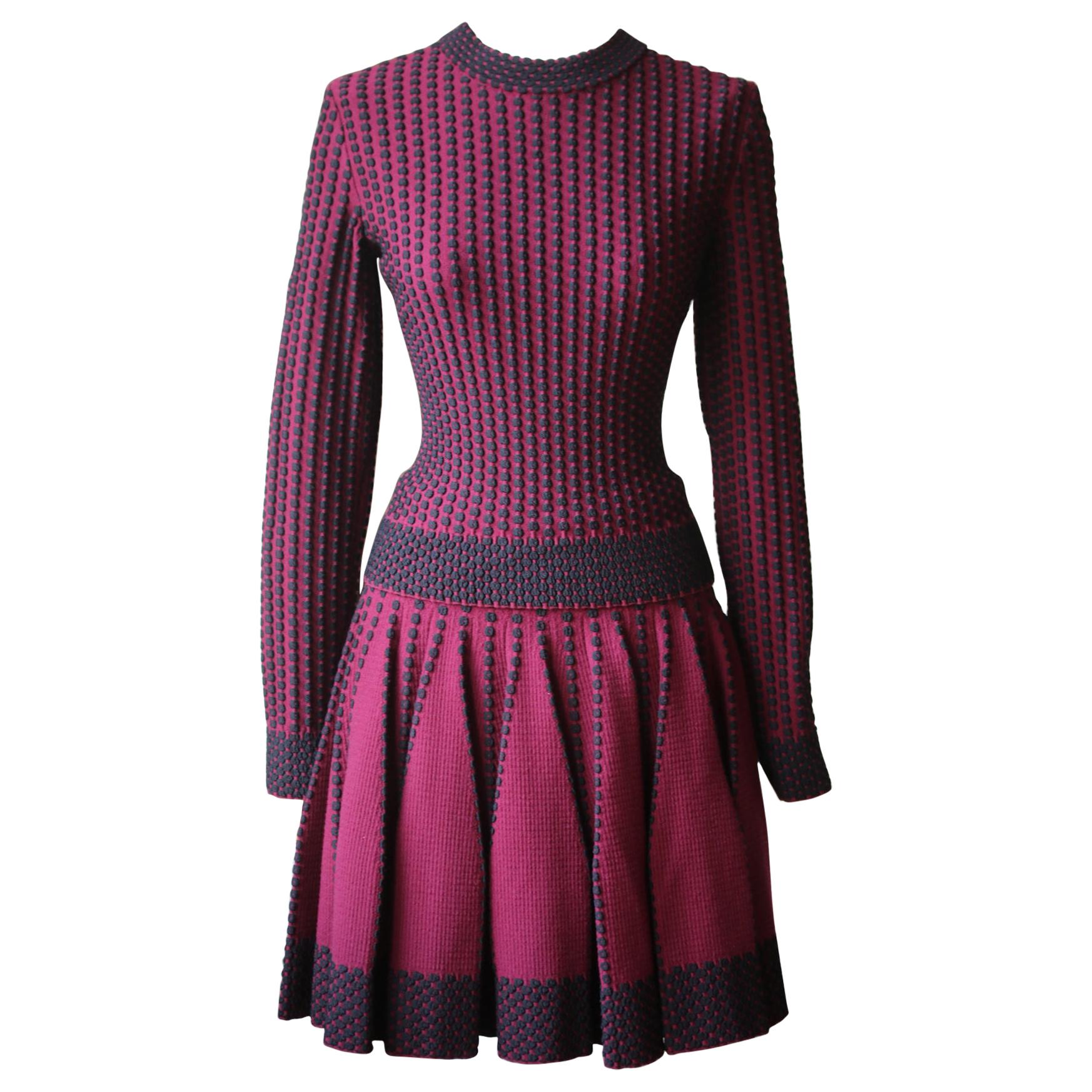 Azzedine Alaïa Pois Luxe Wool-Blend Top and Skirt 
