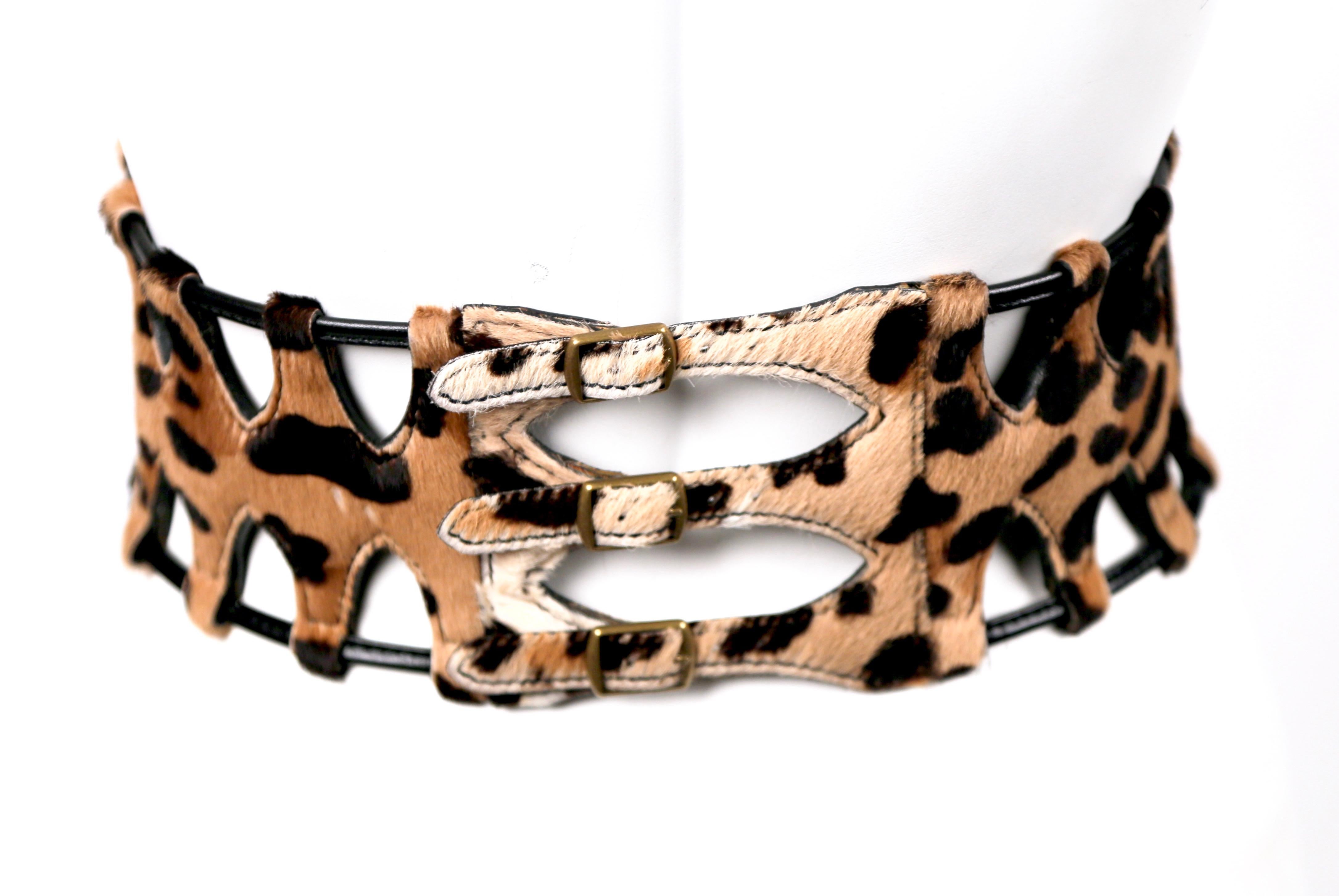 AZZEDINE ALAIA pony skin leopard runway belt with black leather trim, 1991 1