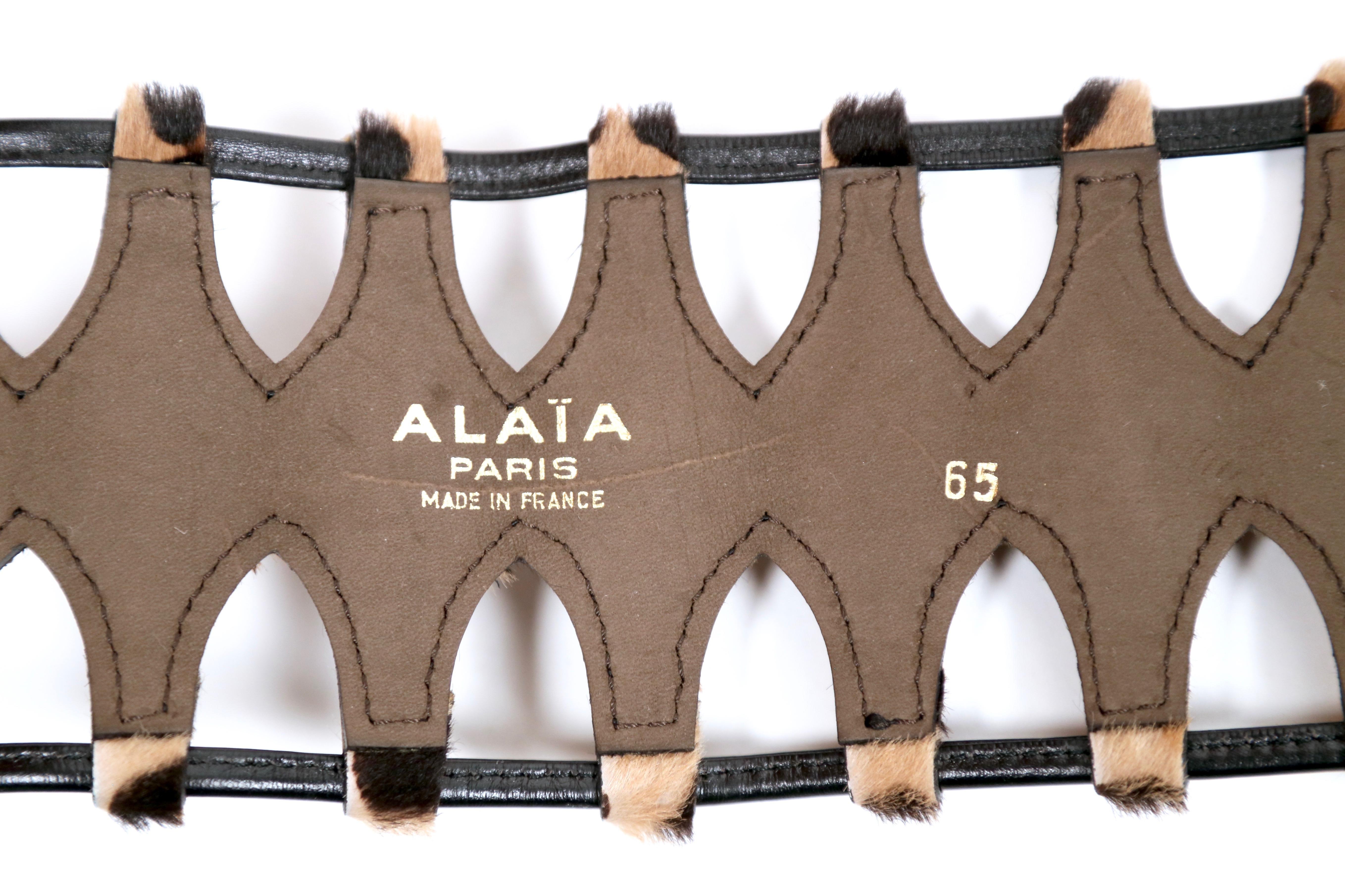 AZZEDINE ALAIA pony skin leopard runway belt with black leather trim, 1991 2