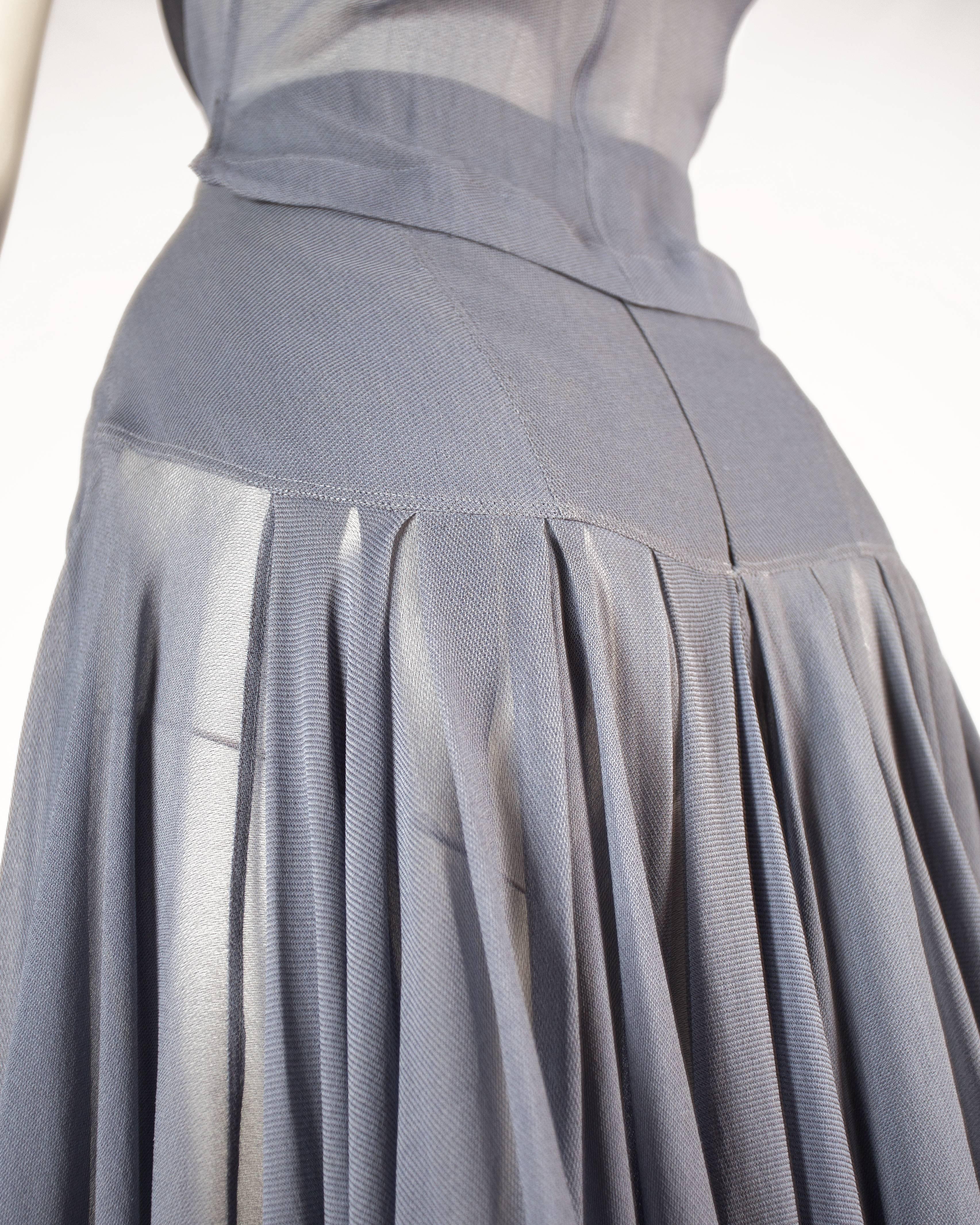 Azzedine Alaia powder blue organza circle skirt and blouse ensemble, ss 1990 In Excellent Condition In London, GB