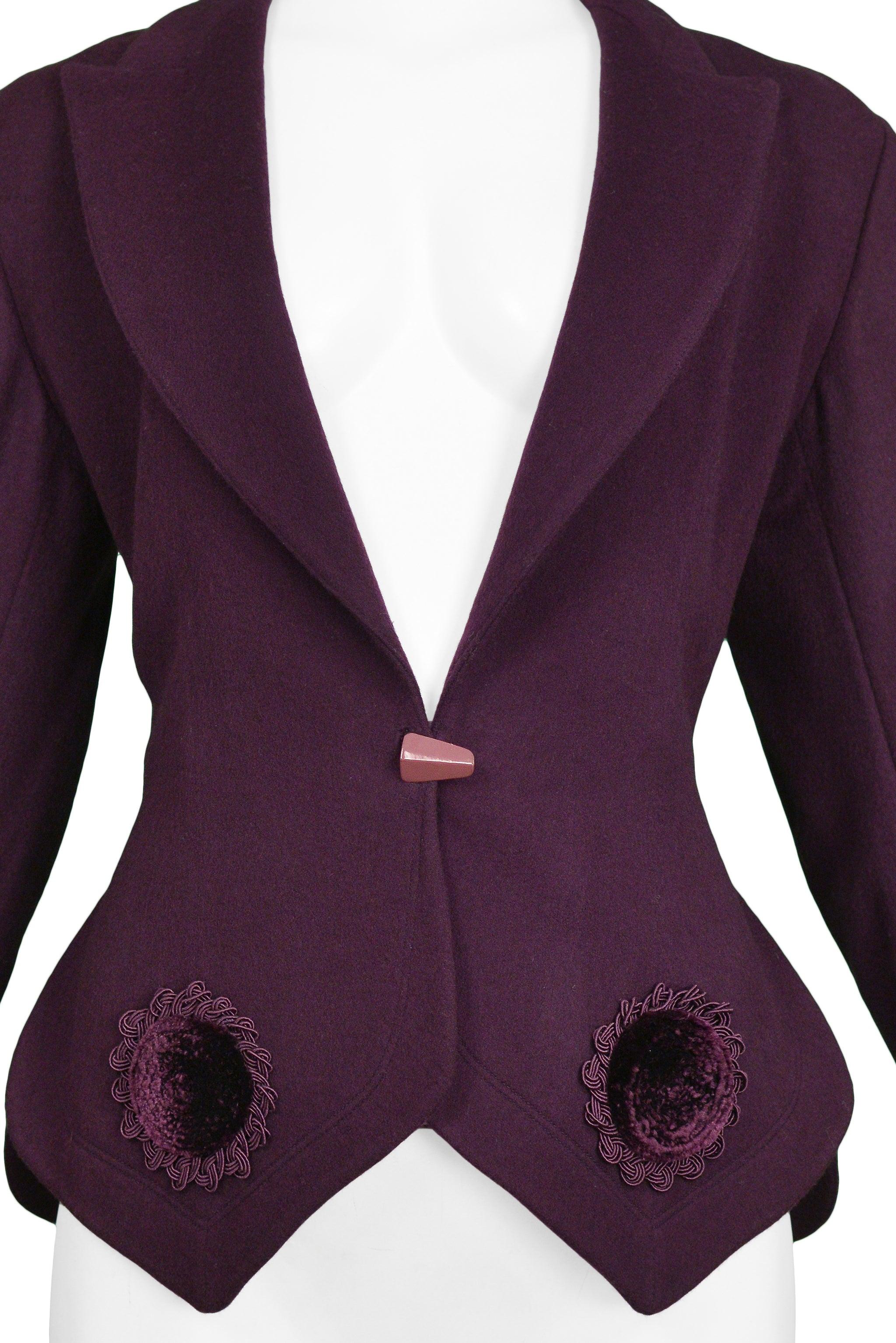 Black Azzedine Alaia Purple & Velvet Applique Jacket Runway 1991 For Sale