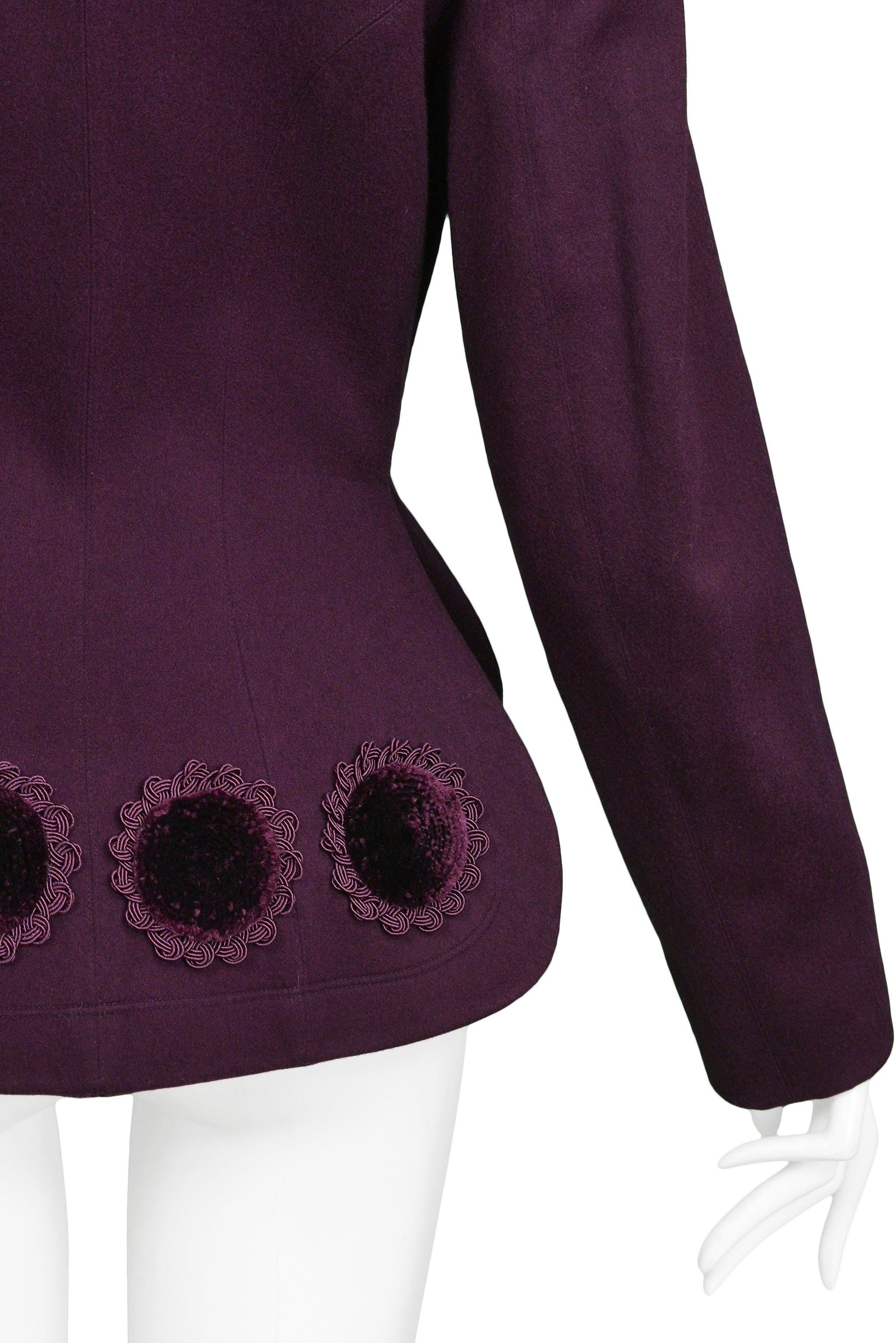 Women's Azzedine Alaia Purple & Velvet Applique Jacket Runway 1991 For Sale