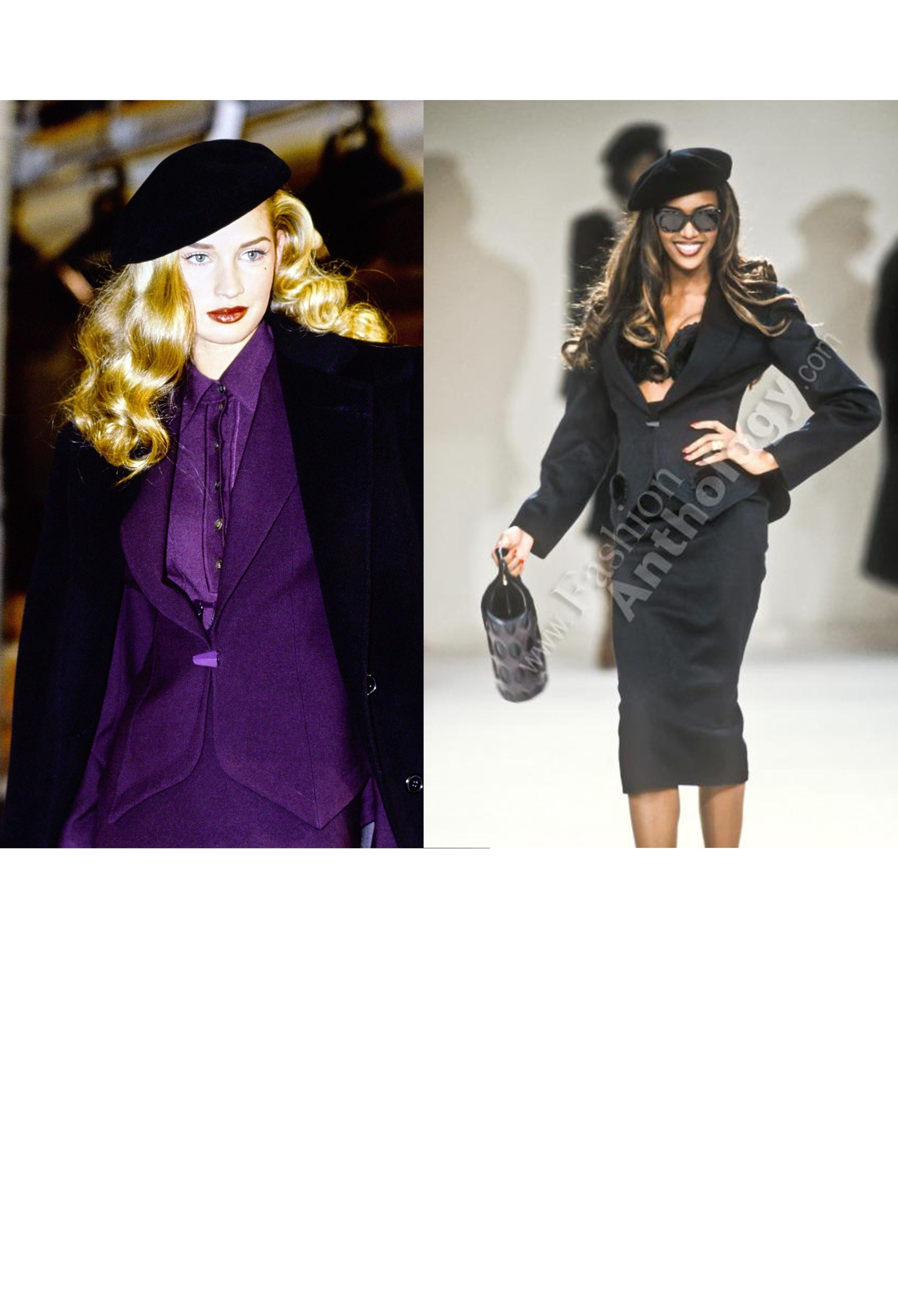 Azzedine Alaia Purple & Velvet Applique Jacket Runway 1991 For Sale 1