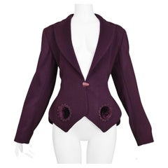 Azzedine Alaia Lila & Samt Applique Jacke Laufsteg 1991