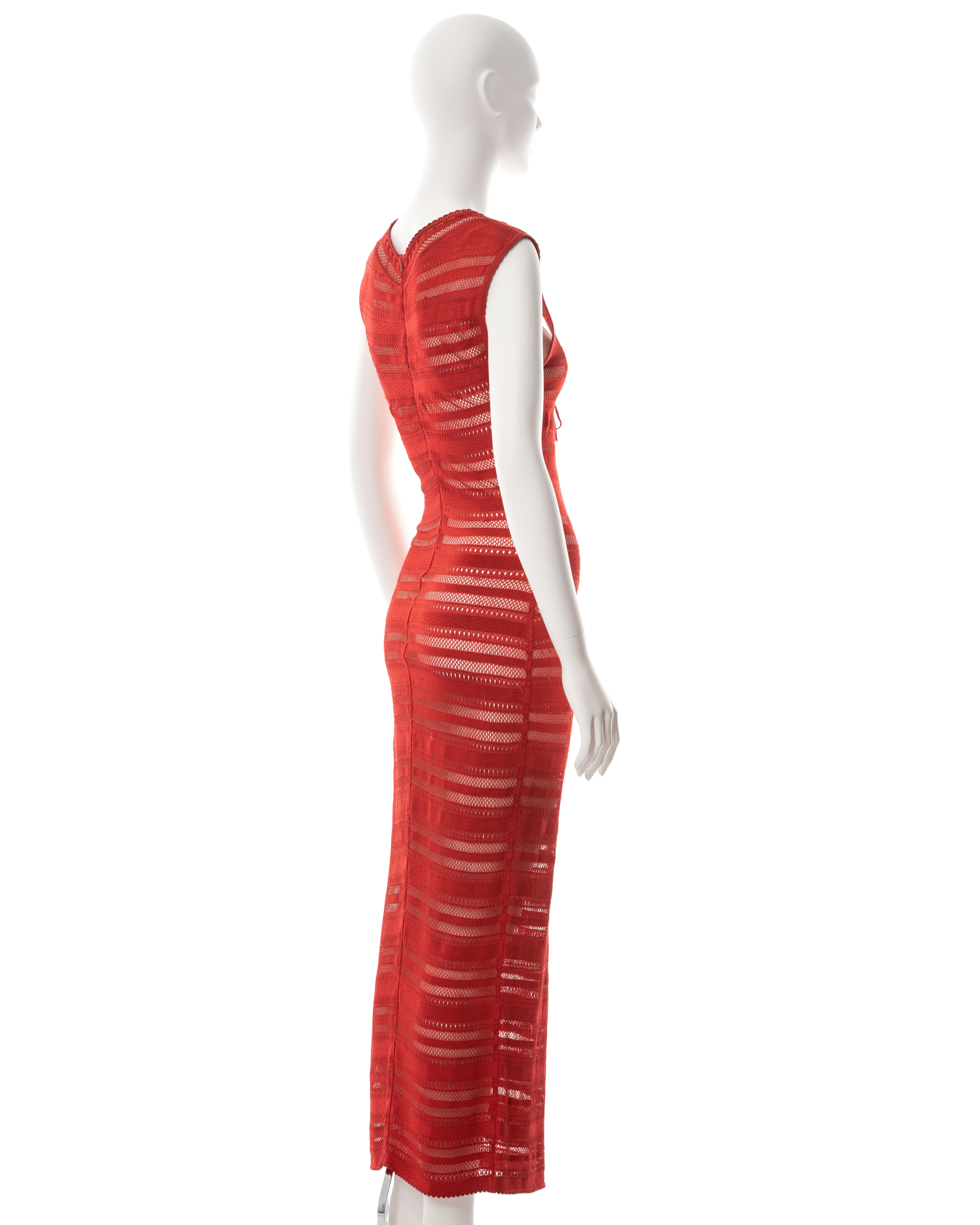 Azzedine Alaia red open knit maxi dress, ss 1993 3