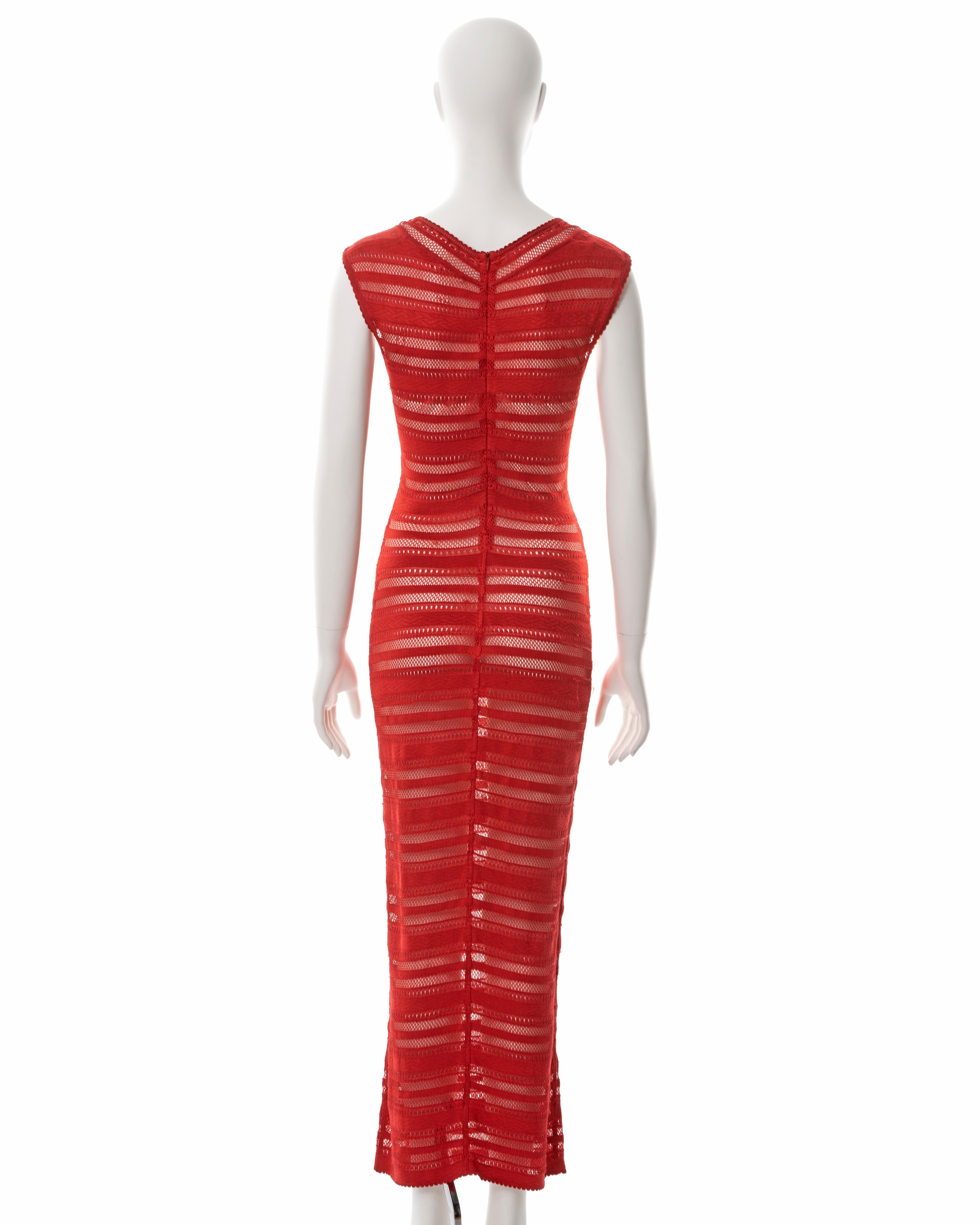 Azzedine Alaia red open knit maxi dress, ss 1993 4