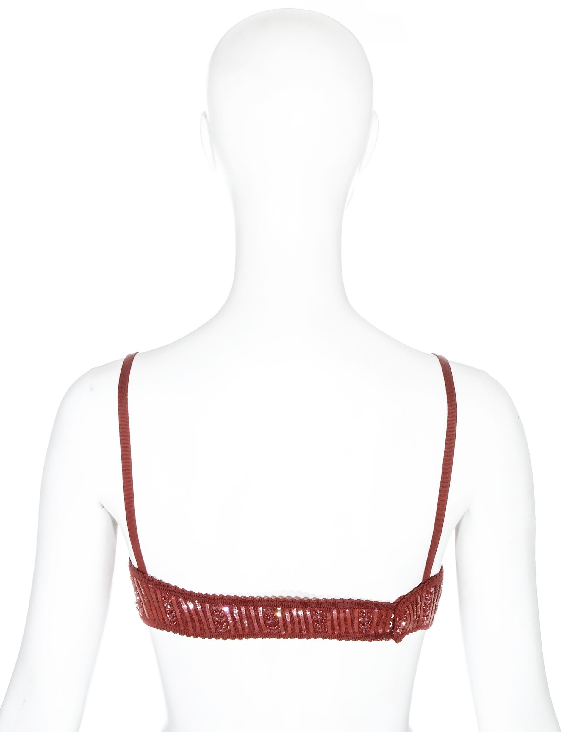 Azzedine Alaia red sequin evening bra, ss 1996 In Excellent Condition In London, GB