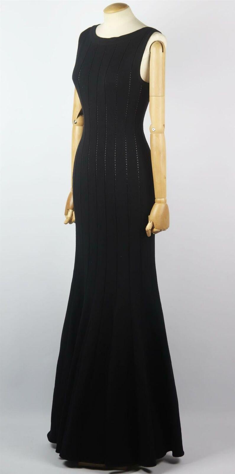 Maxivestido Azzedine Alaïa de mezcla de lana acanalada Negro