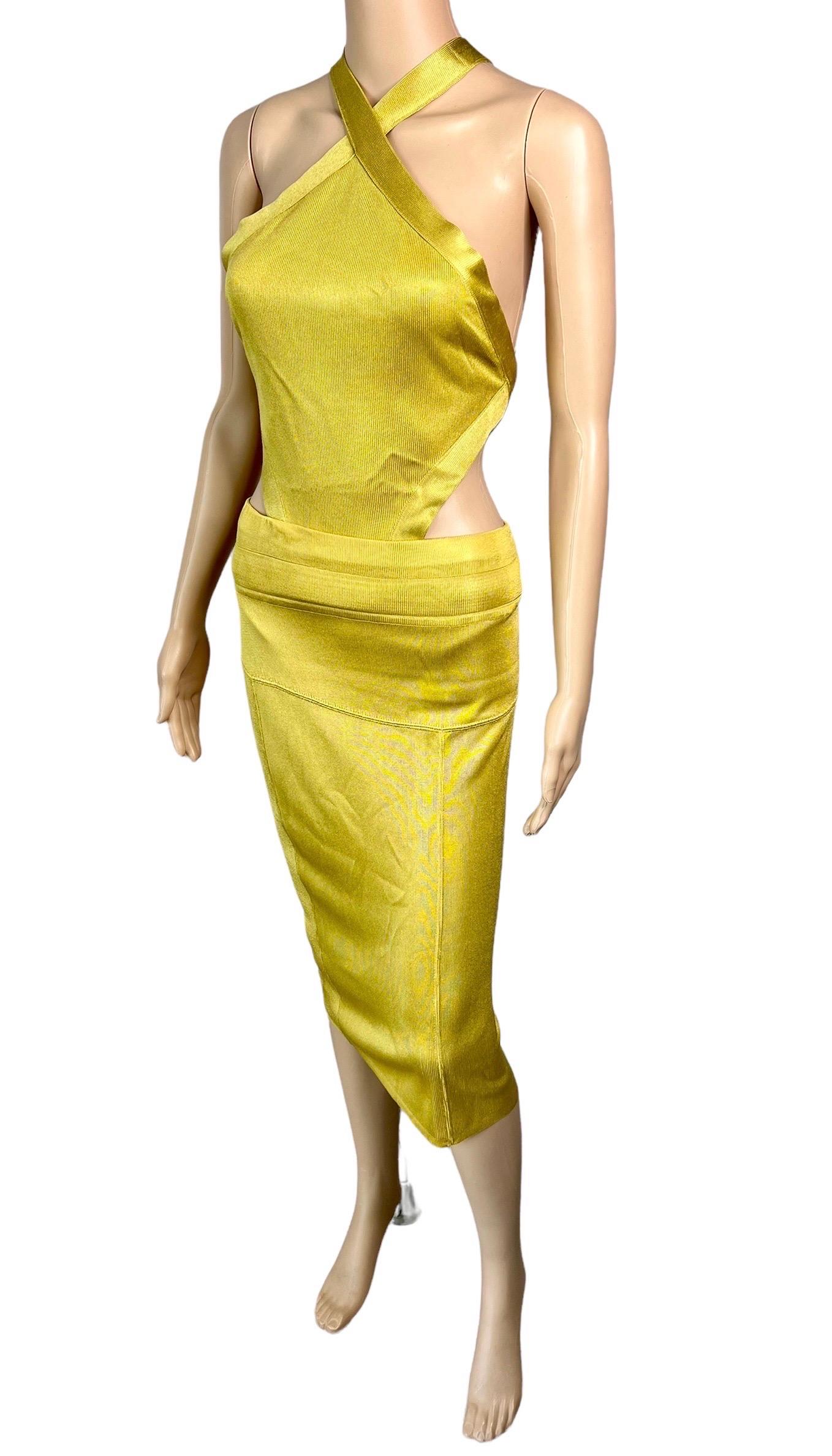 Azzedine Alaia S/S 1986 Vintage Cutout Bodysuit Top & Skirt Ensemble 2 Piece Set In Good Condition In Naples, FL
