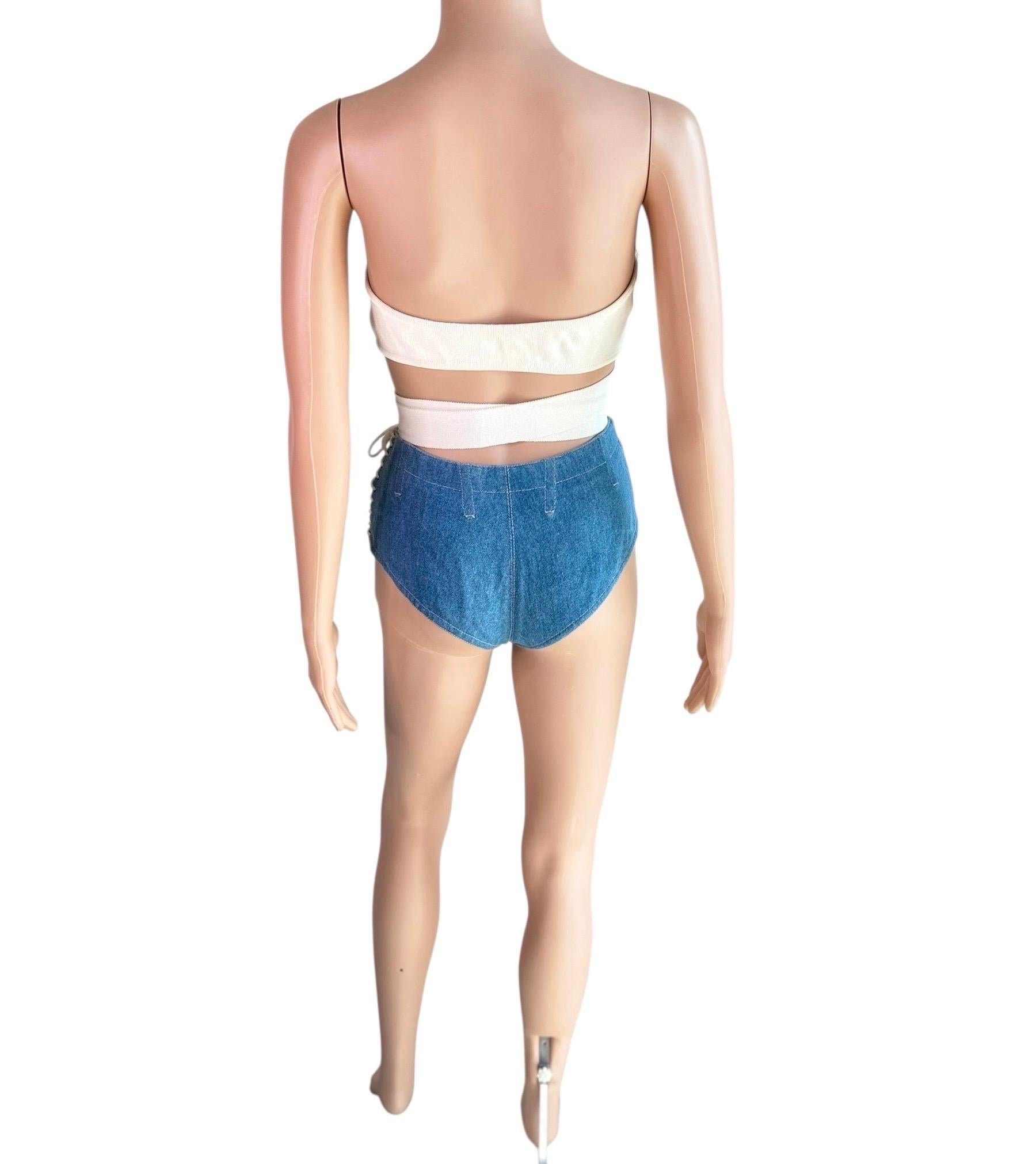 Azzedine Alaia S/S 1987/1991 Campaña de Pasarela Sujetador Envolvente Top y Pantalón Corto Conjunto de 2 Piezas en venta 8
