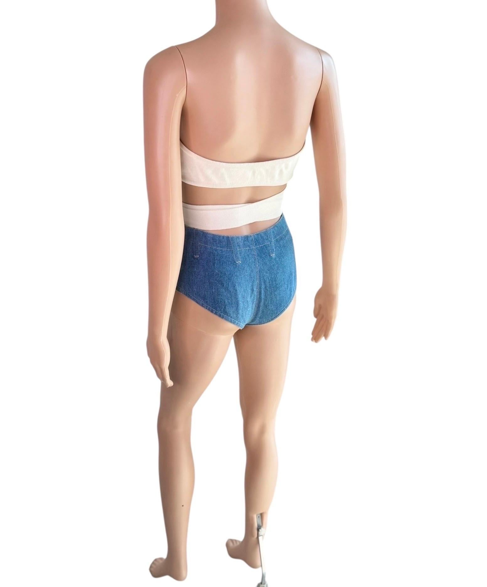 Azzedine Alaia S/S 1987/1991 Campaña de Pasarela Sujetador Envolvente Top y Pantalón Corto Conjunto de 2 Piezas en venta 4